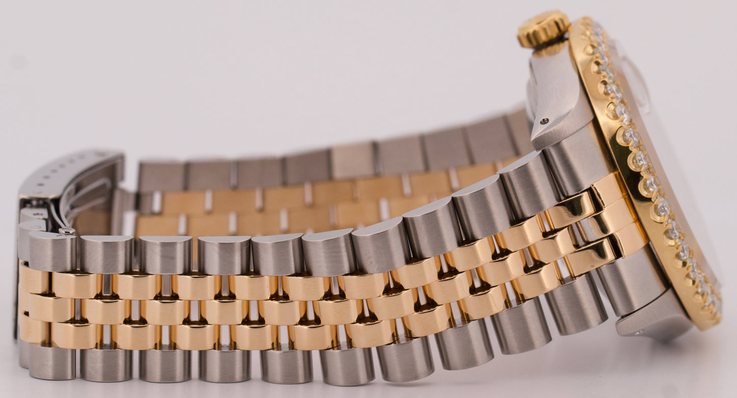 Rolex DateJust 36mm CHAMPAGNE DIAMOND 18K Yellow Gold Steel JUBILEE Watch 16233