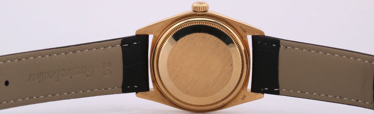1983 Rolex DateJust 16018 36mm Factory Black Onyx 18K Gold Watch Box Papers