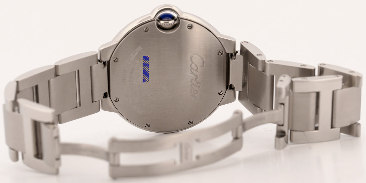 Ladies Cartier Ballon Bleu SILVER GUILLOCHE Stainless 36mm 3284 W6920046 Watch