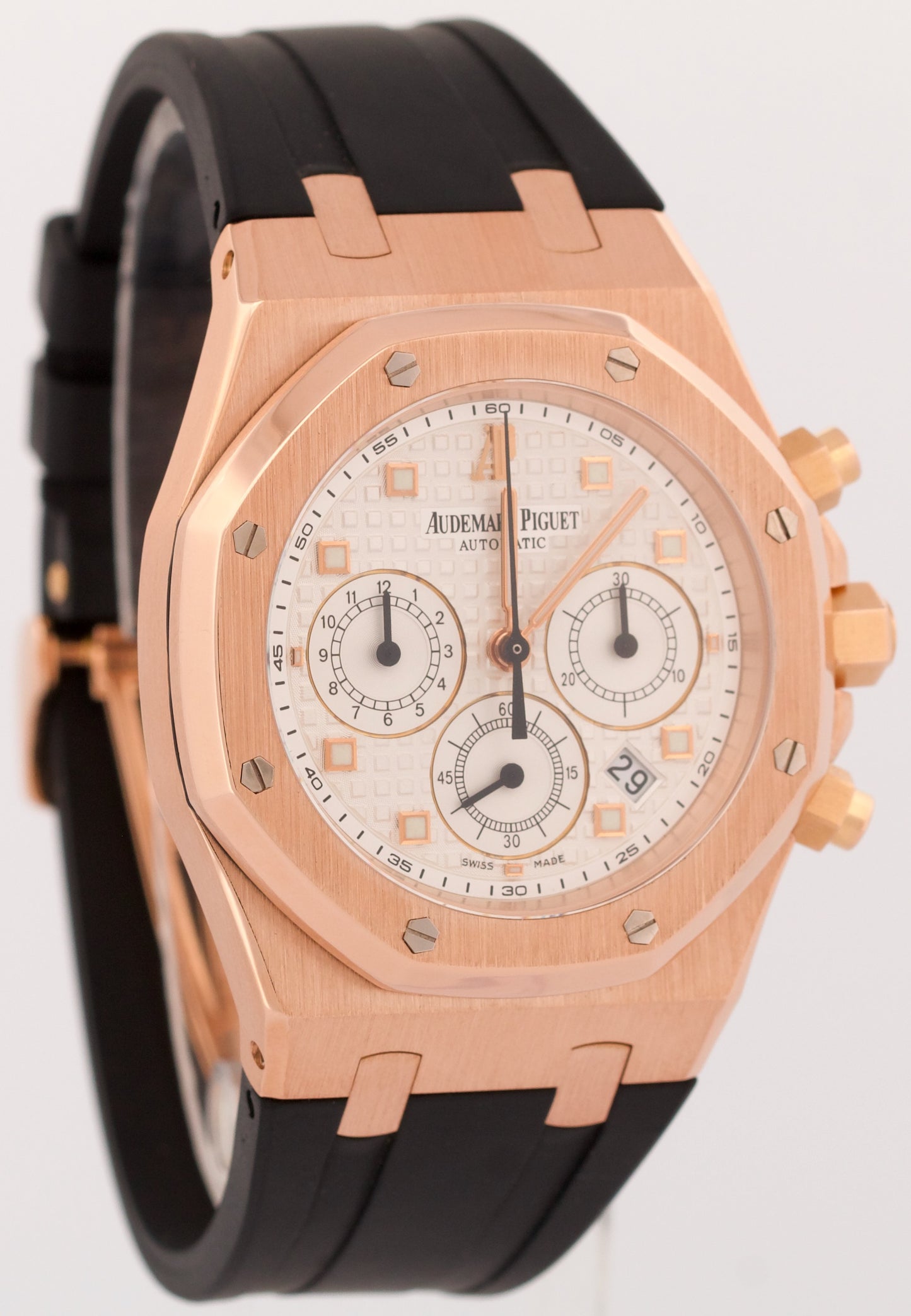MINT Audemars Piguet Royal Oak Chronograph WHITE 18k Rose Gold 39mm 26022OR