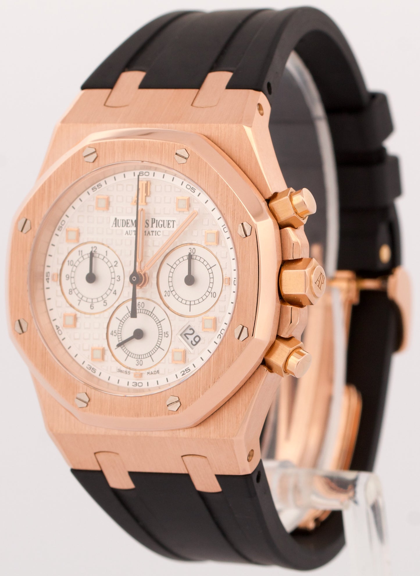 MINT Audemars Piguet Royal Oak Chronograph WHITE 18k Rose Gold 39mm 26022OR