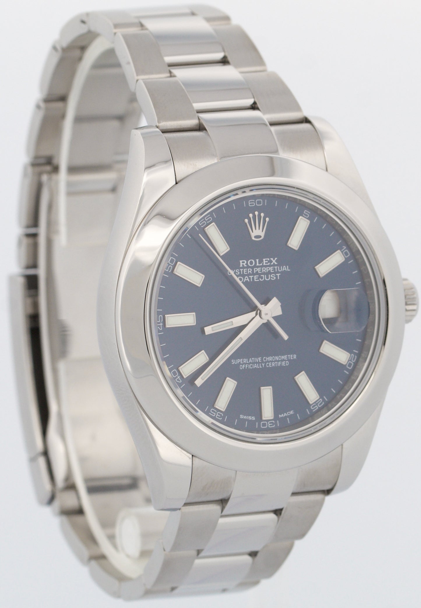 PAPERS Rolex DateJust II 41mm BLUE Stainless Steel OYSTER Smooth 116300 BOX