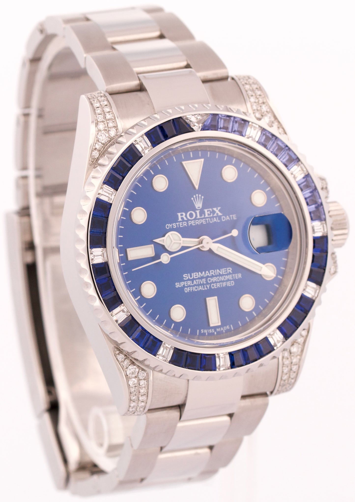 Rolex Submariner Date BLUE DIAMOND SAPPHIRE Stainless Steel 40mm 116610 Watch