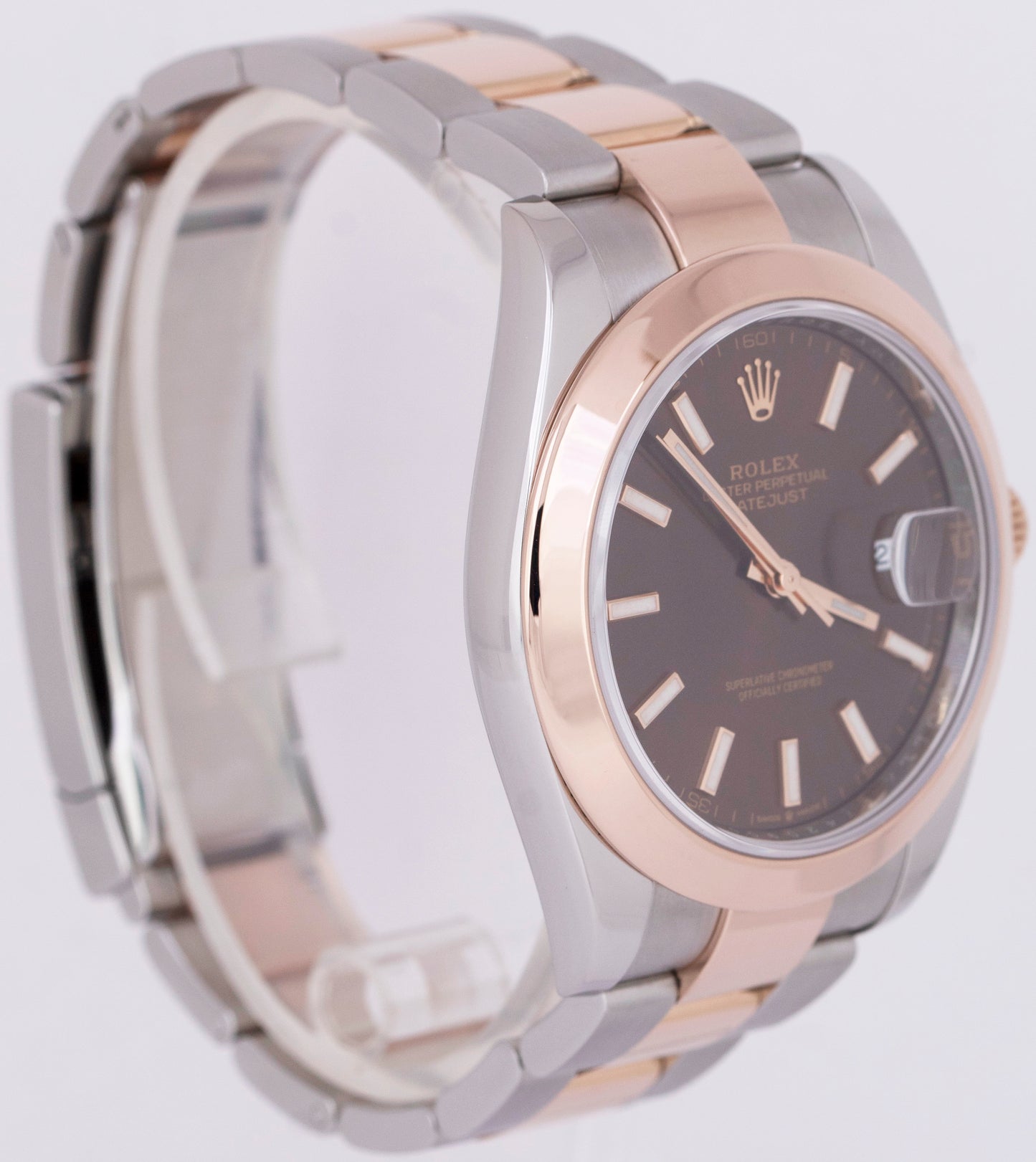 2022 NEW PAPERS Rolex DateJust 41mm CHOCOLATE 18K Everose 126301 Watch B+P
