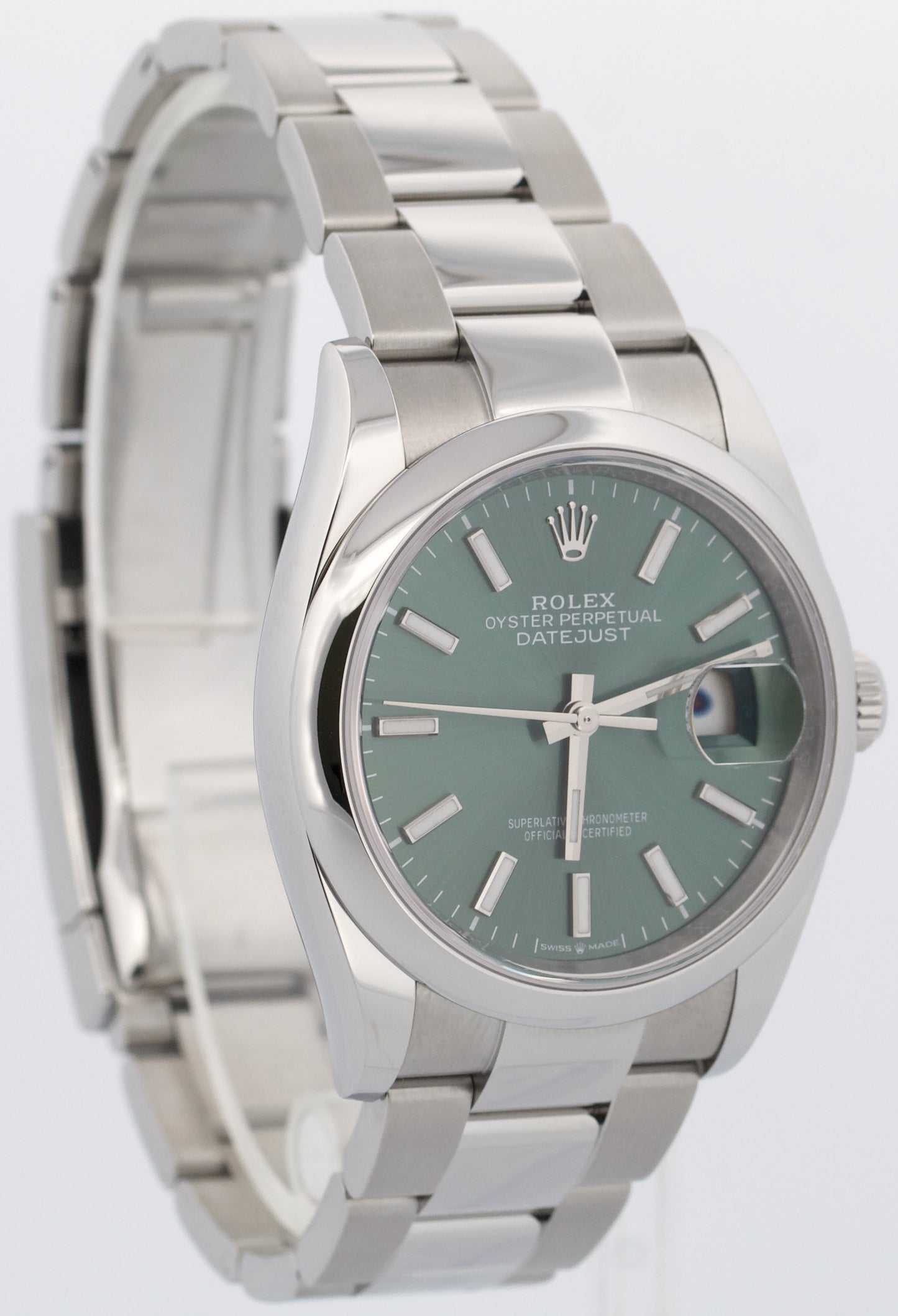2025 PAPERS Rolex DateJust GREEN Stainless Steel Oyster 36mm Watch 126200 BOX