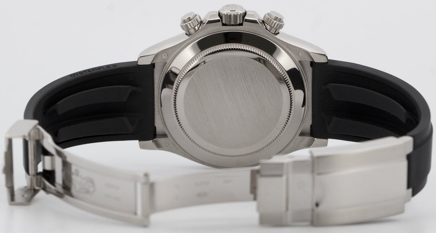 Rolex Daytona SILVER GHOST 18K White Gold OYSTERFLEX Rubber 40mm 116519 LN BOX