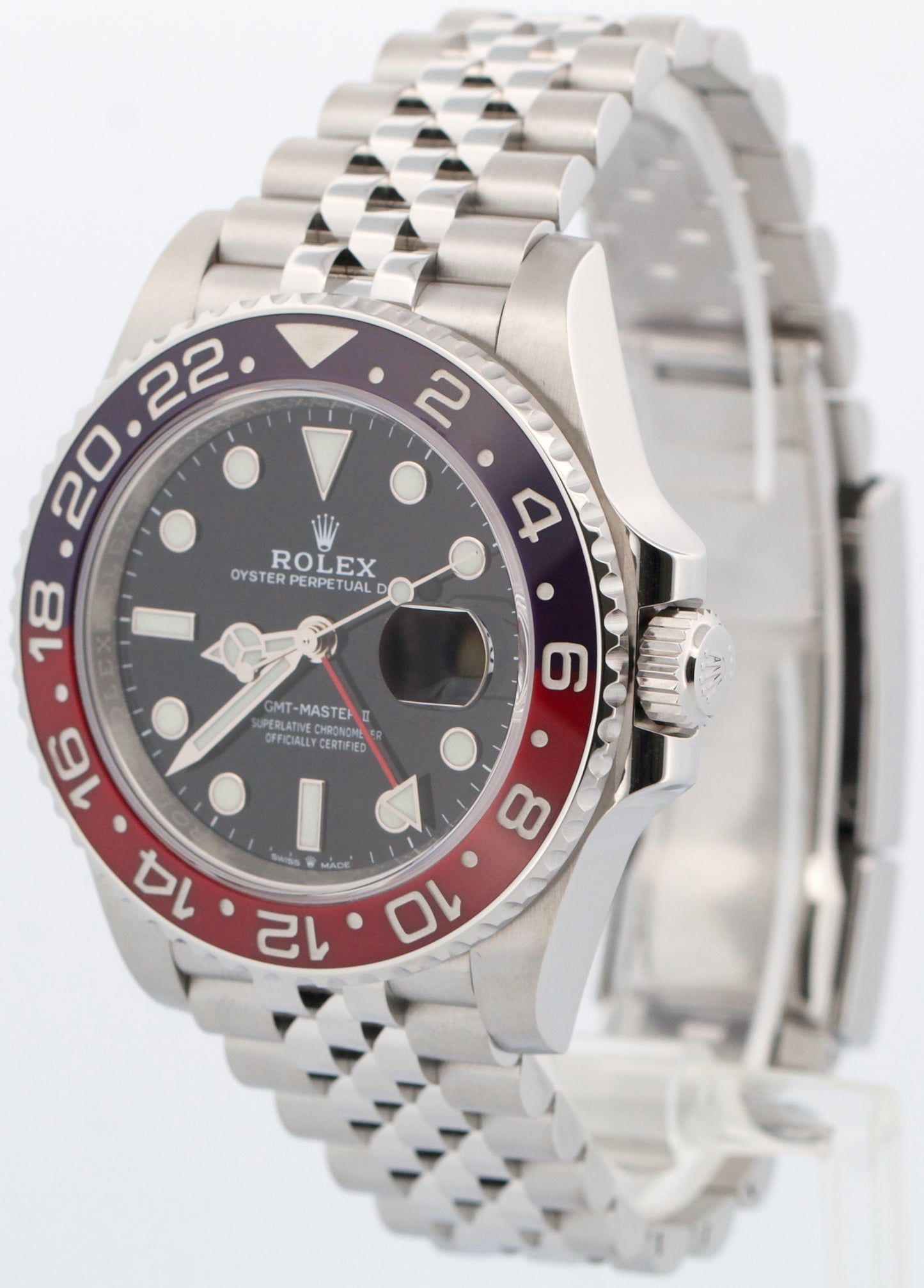 PAPERS Rolex GMT-Master II 40mm PEPSI Red JUBILEE Stainless 126710 BLRO BOX