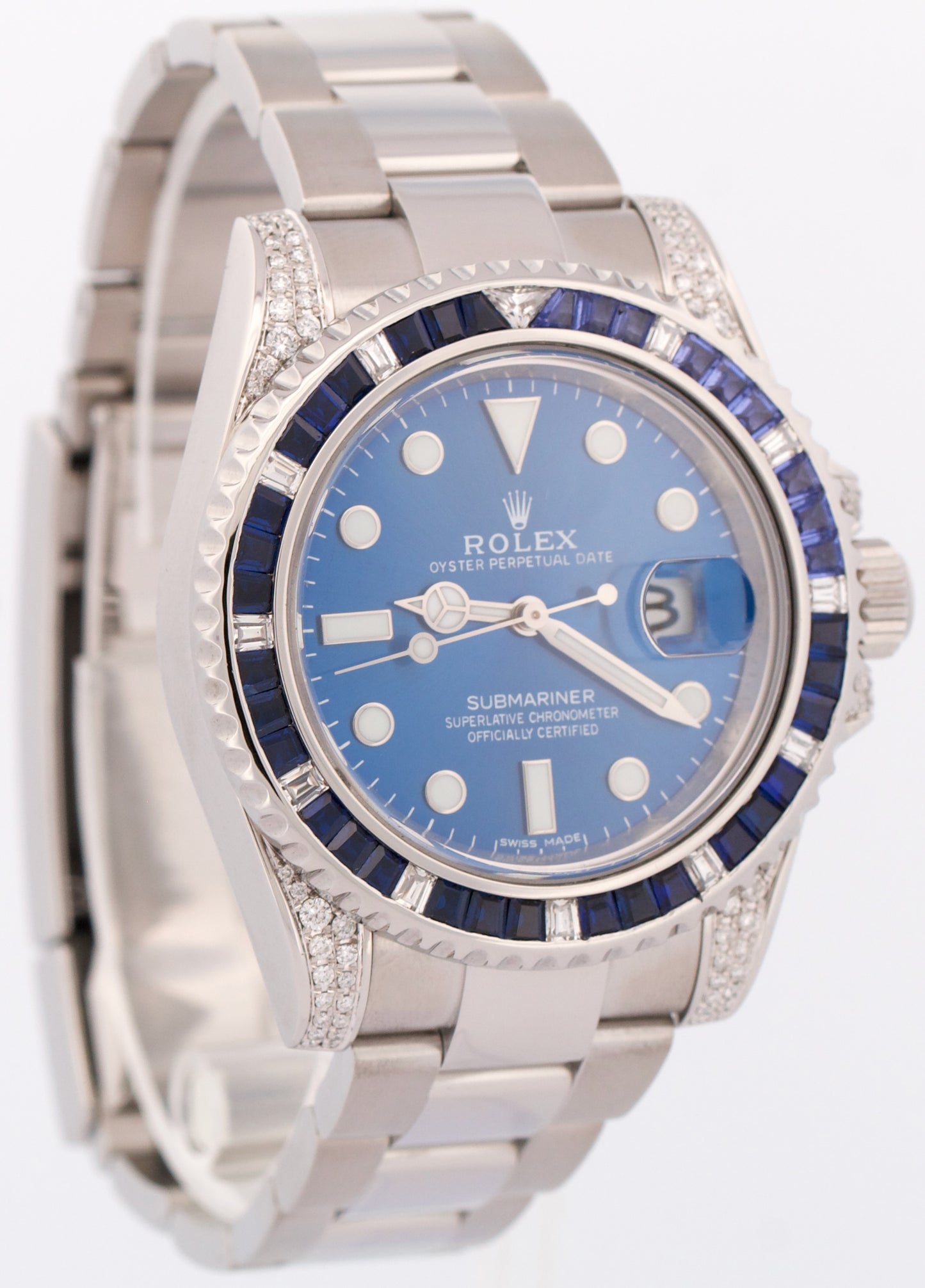 Rolex Submariner Date BLUE DIAMOND SAPPHIRE Stainless Steel 40mm 116610 Watch