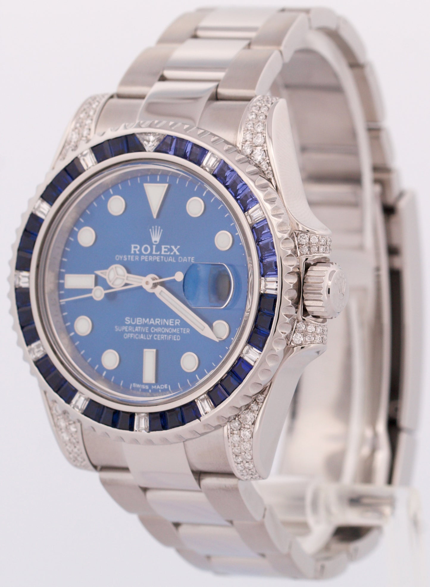 Rolex Submariner Date BLUE DIAMOND SAPPHIRE Stainless Steel 40mm 116610 Watch