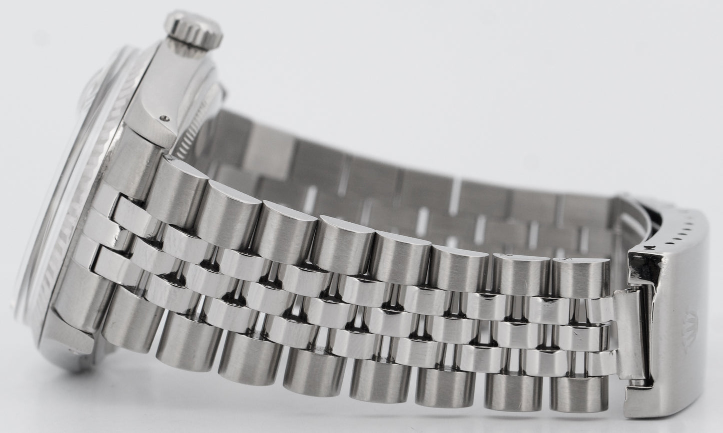 Rolex DateJust 36mm SILVER Stainless Steel 18K White Gold JUBILEE Fluted 16014