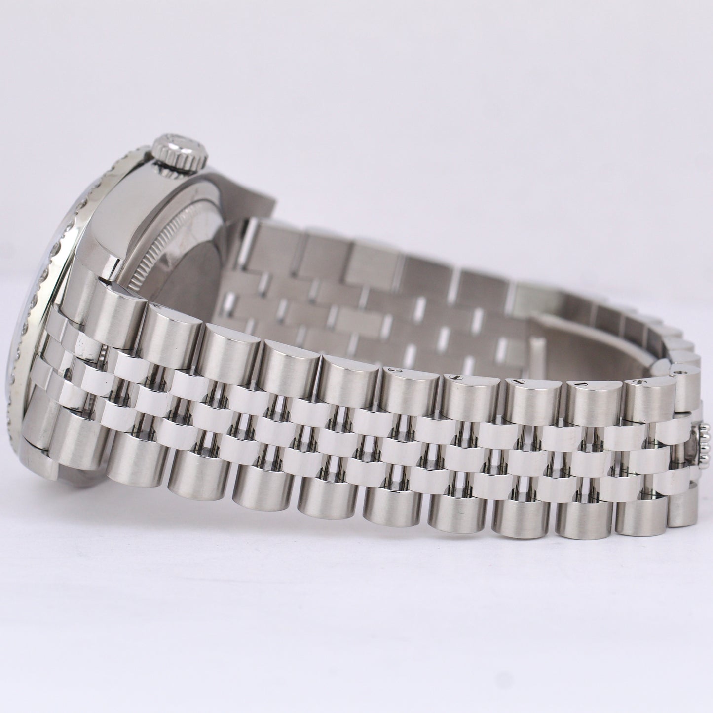MINT Rolex DateJust 36mm BURGUNDY DIAMOND Stainless Steel Jubilee REHAUT 116234