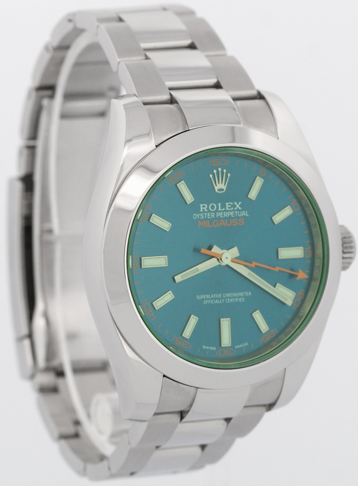 UNPOLISHED Rolex Milgauss BLUE Green Stainless RANDOM SERIAL 40mm 116400 GV