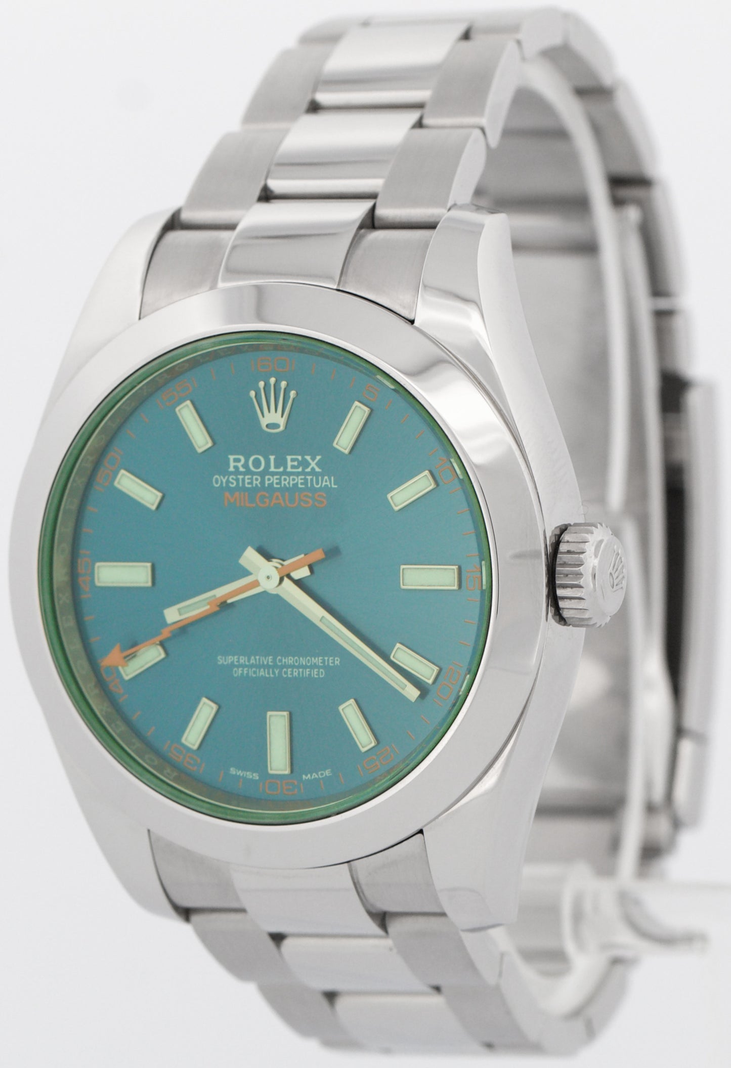 UNPOLISHED Rolex Milgauss BLUE Green Stainless RANDOM SERIAL 40mm 116400 GV