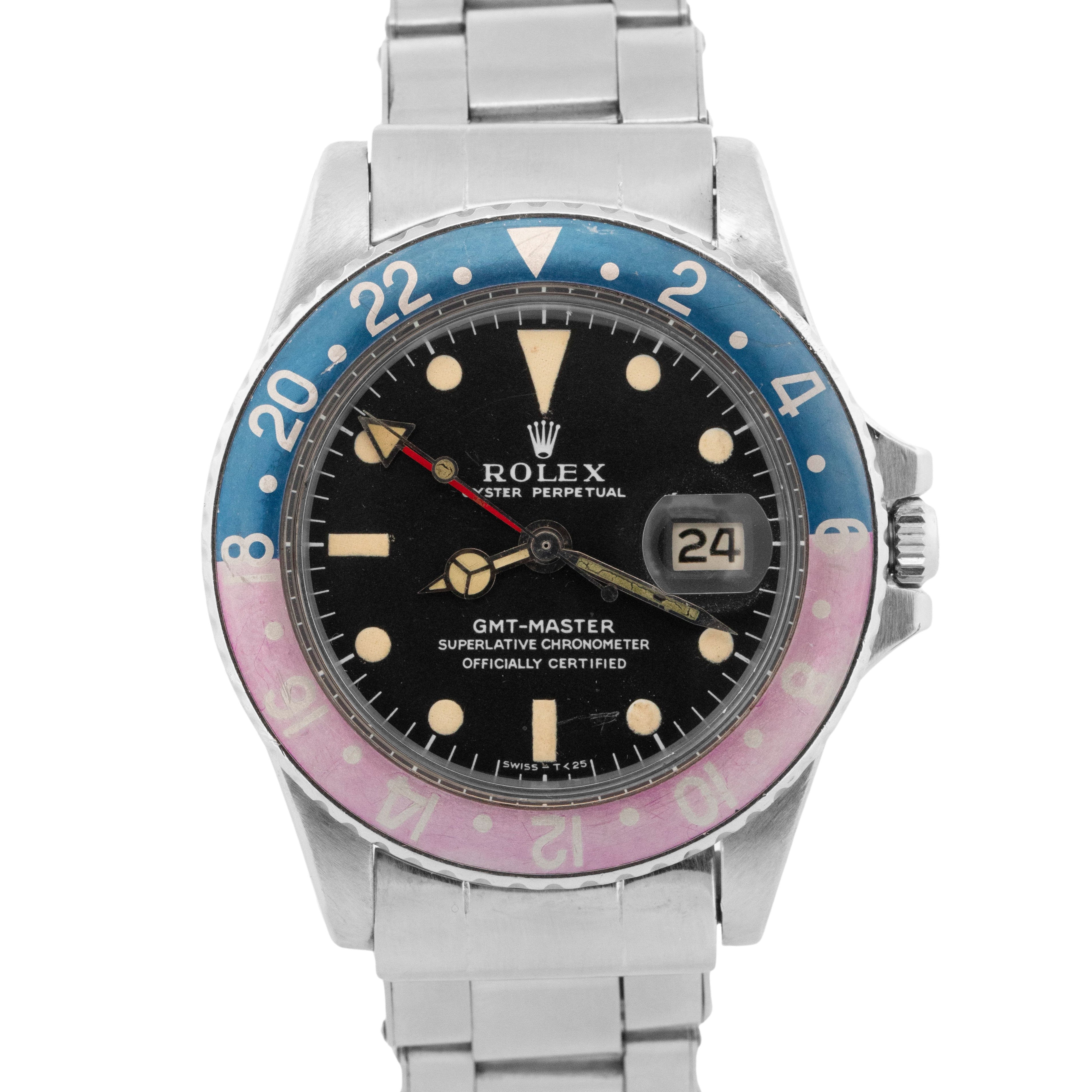 1969 PAPERS FUCHSIA Rolex GMT-Master Red Blue PEPSI LONG-E Watch