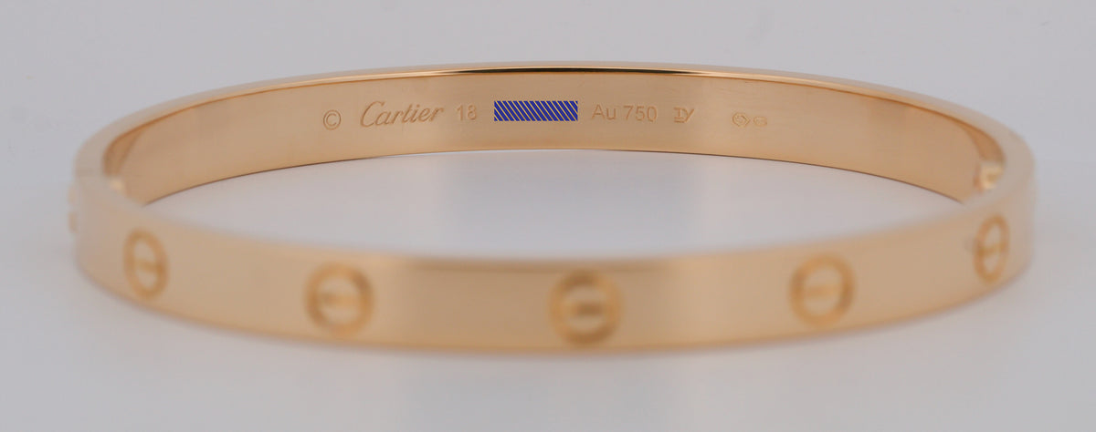 2019 Cartier Love Bracelet Size 18 18K Yellow Gold Box Papers