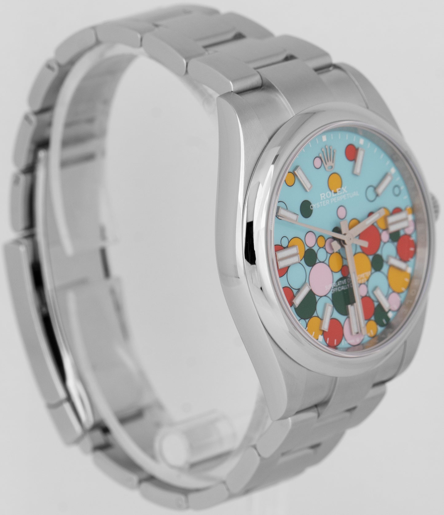 NOV 2024 PAPERS Rolex Oyster Perpetual 41 TURQUOISE BLUE CELEBRATION 124300 BOX