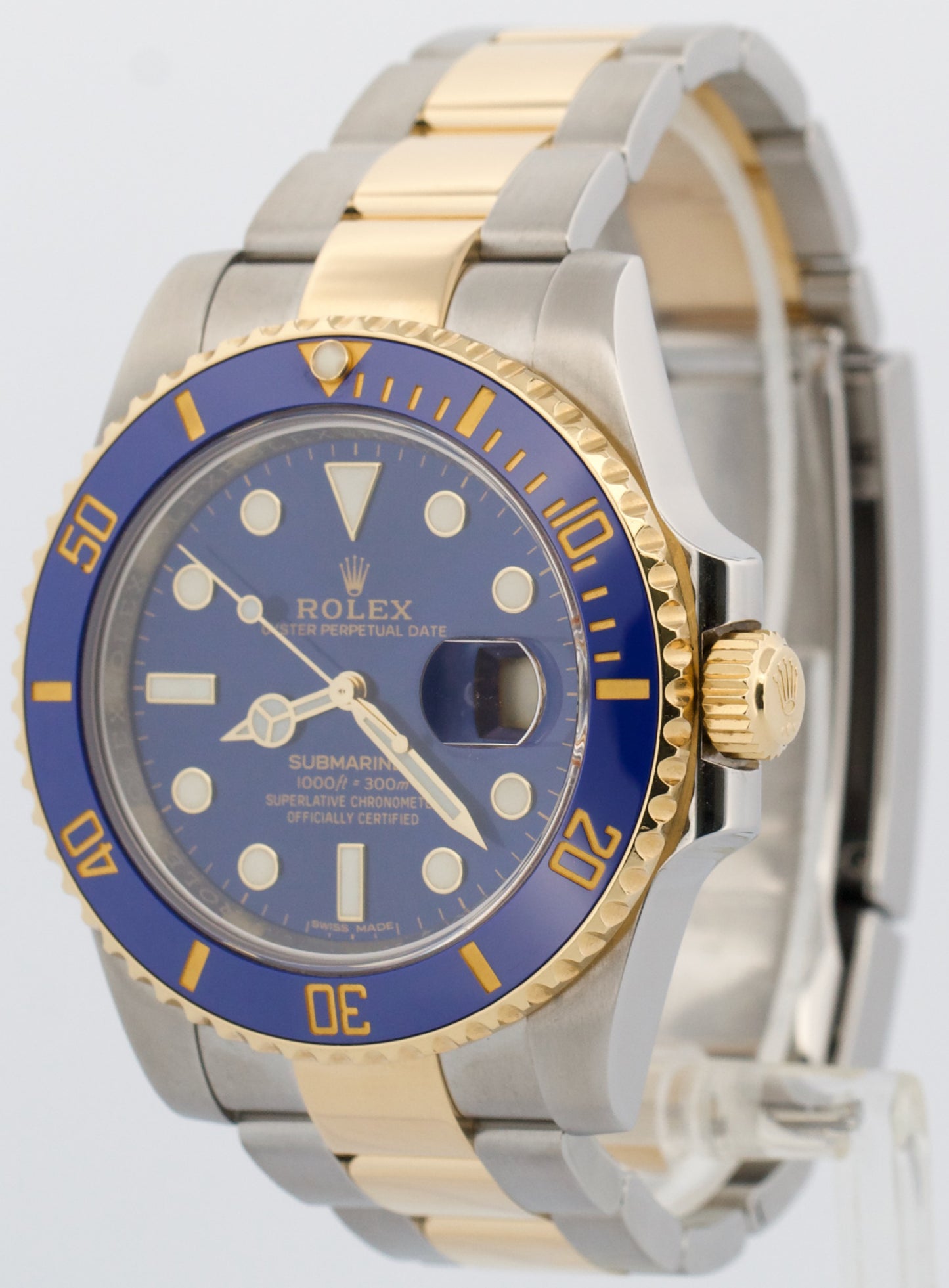 Rolex Submariner BLUE 40mm Ceramic 18K Yellow Gold Two-Tone Steel 116613 LB BOX