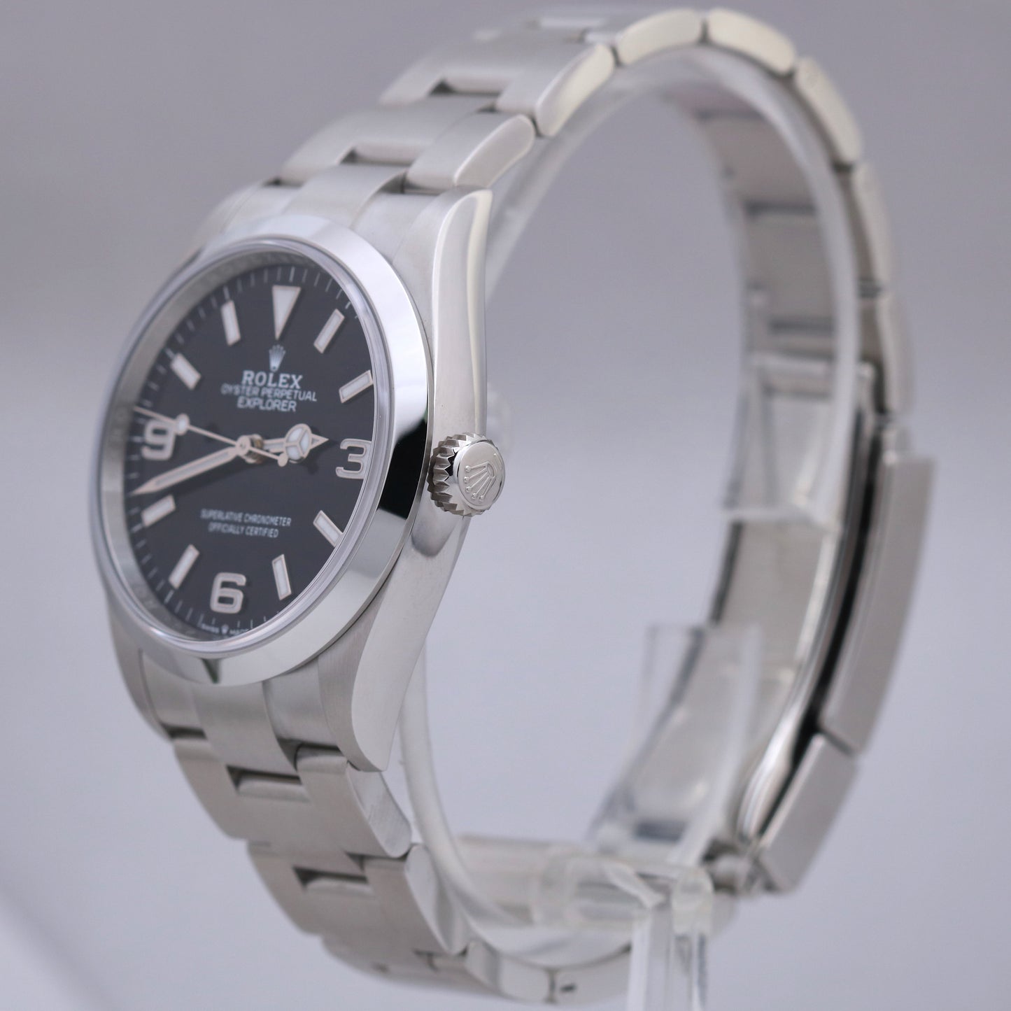 NEW AUGUST 2023 Rolex Explorer I Black 36mm Stainless Steel PAPERS 124270 B+P