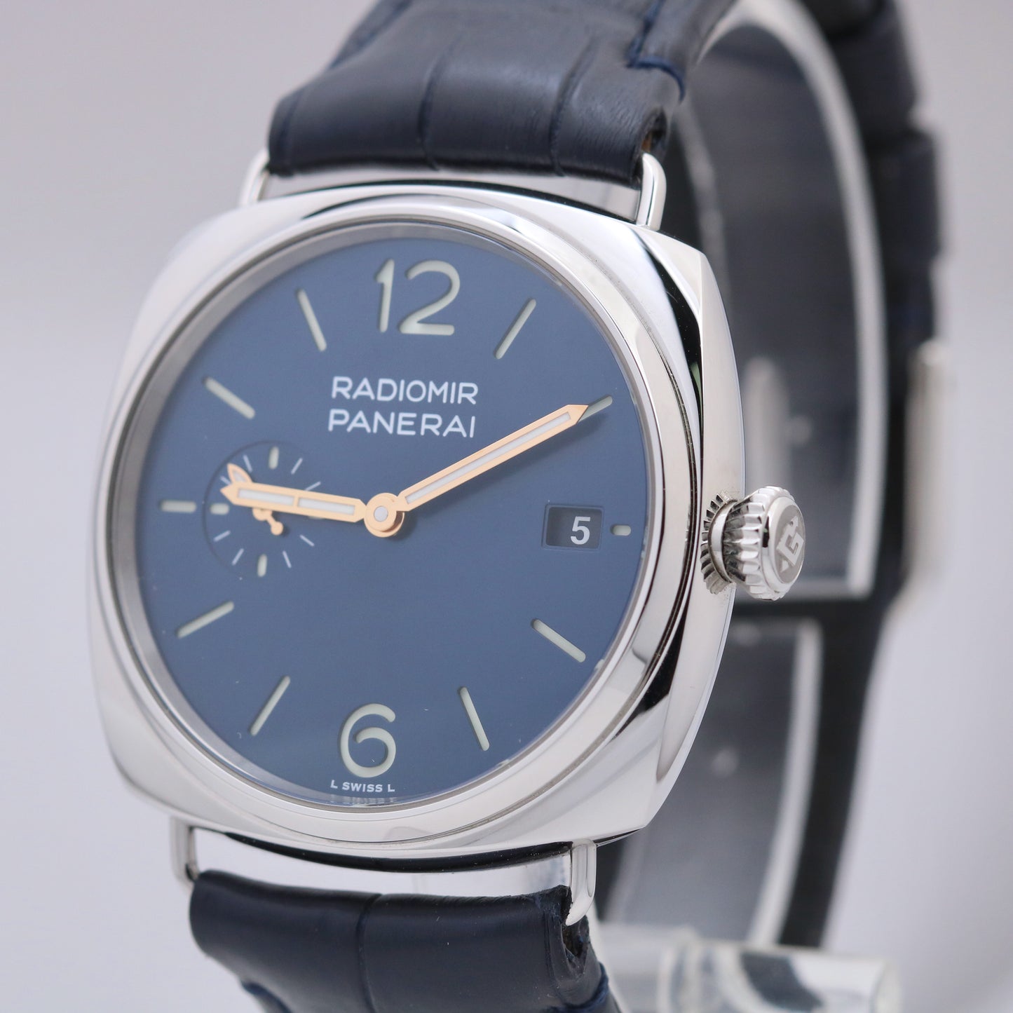 2023 PAPERS Panerai Radiomir Quaranta 40mm Blue Leather Steel PAM01293 B+P