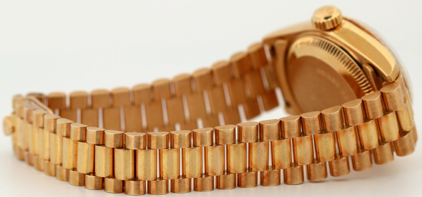 UNPOLISHED Ladies Rolex DateJust President 26mm CHAMPAGNE TAPESTRY 18K 69178