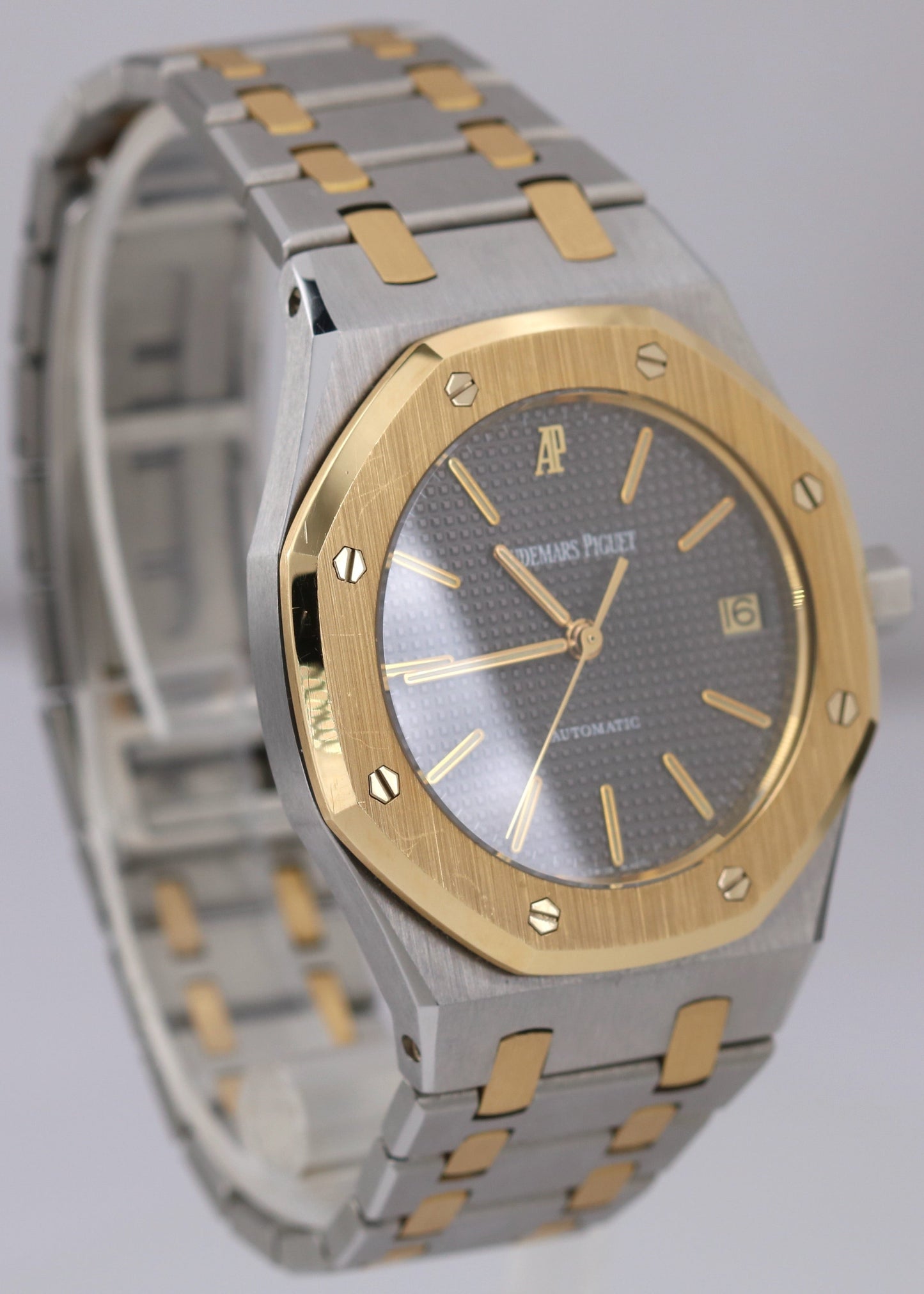 Audemars Piguet Royal Oak 36mm 18K Yellow Gold Steel Gray Date 14790SA Watch