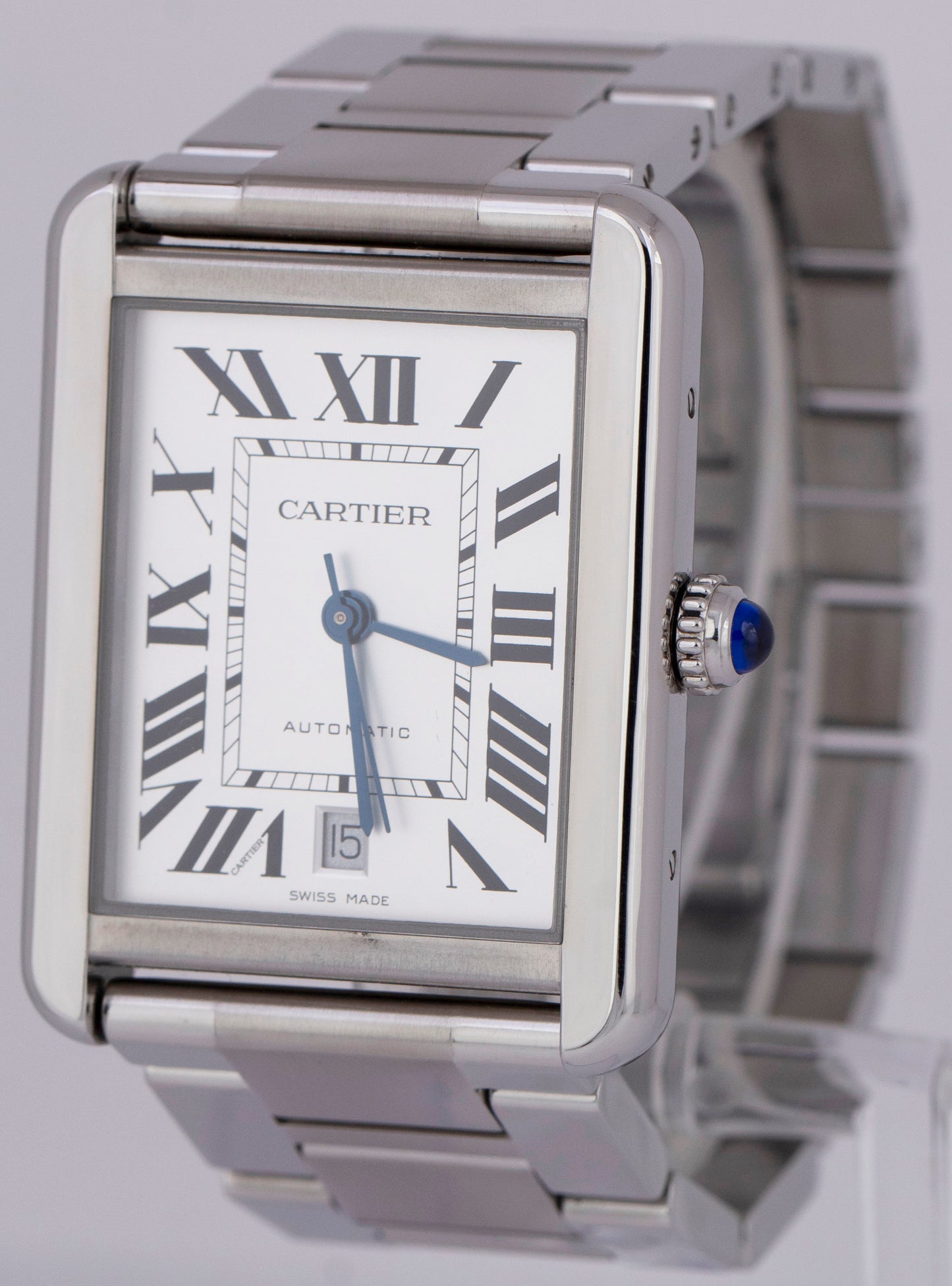 MINT Cartier Tank Solo Silver 31mm Stainless Steel Automatic Date Watch 3800