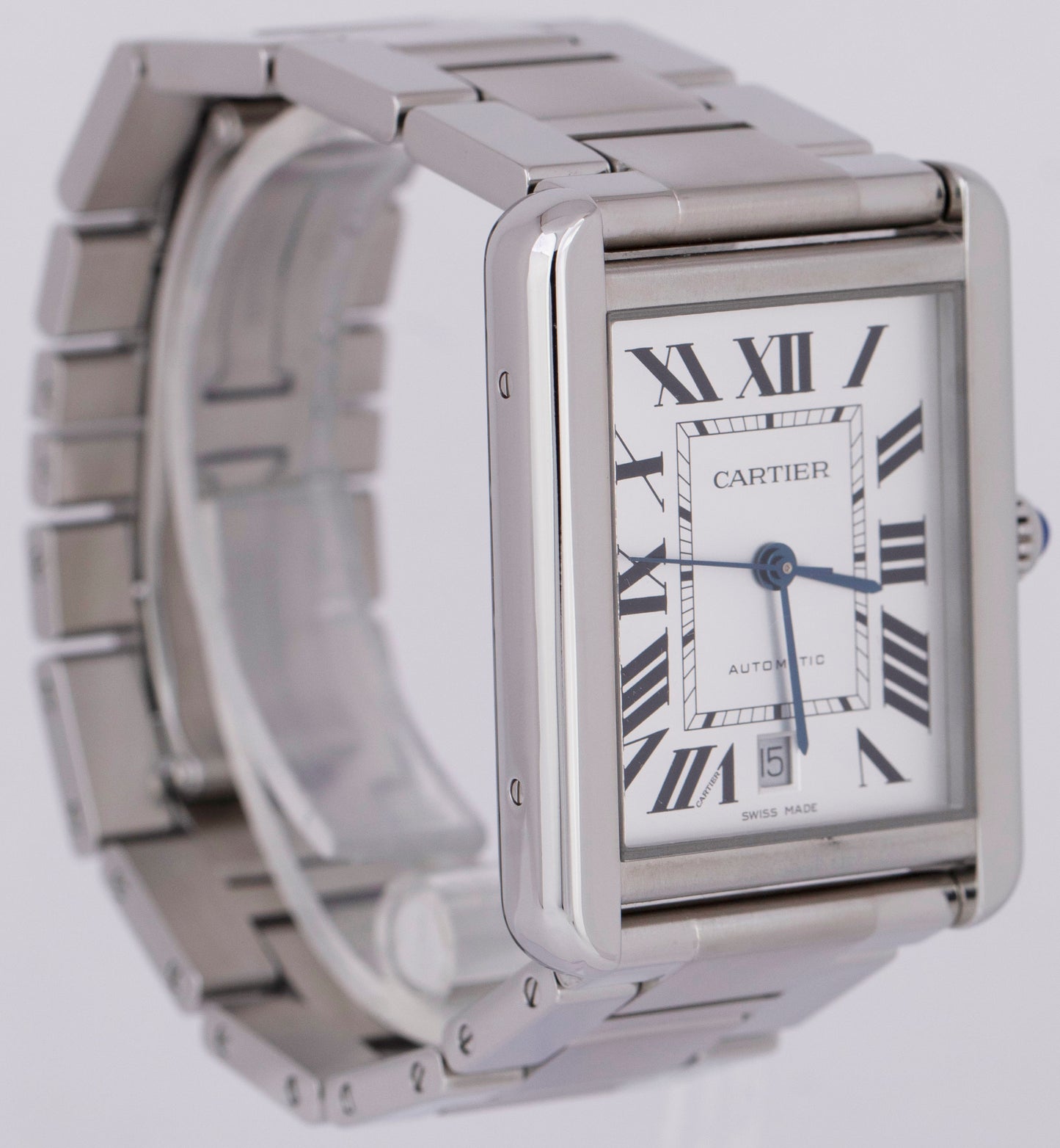 MINT Cartier Tank Solo Silver 31mm Stainless Steel Automatic Date Watch 3800