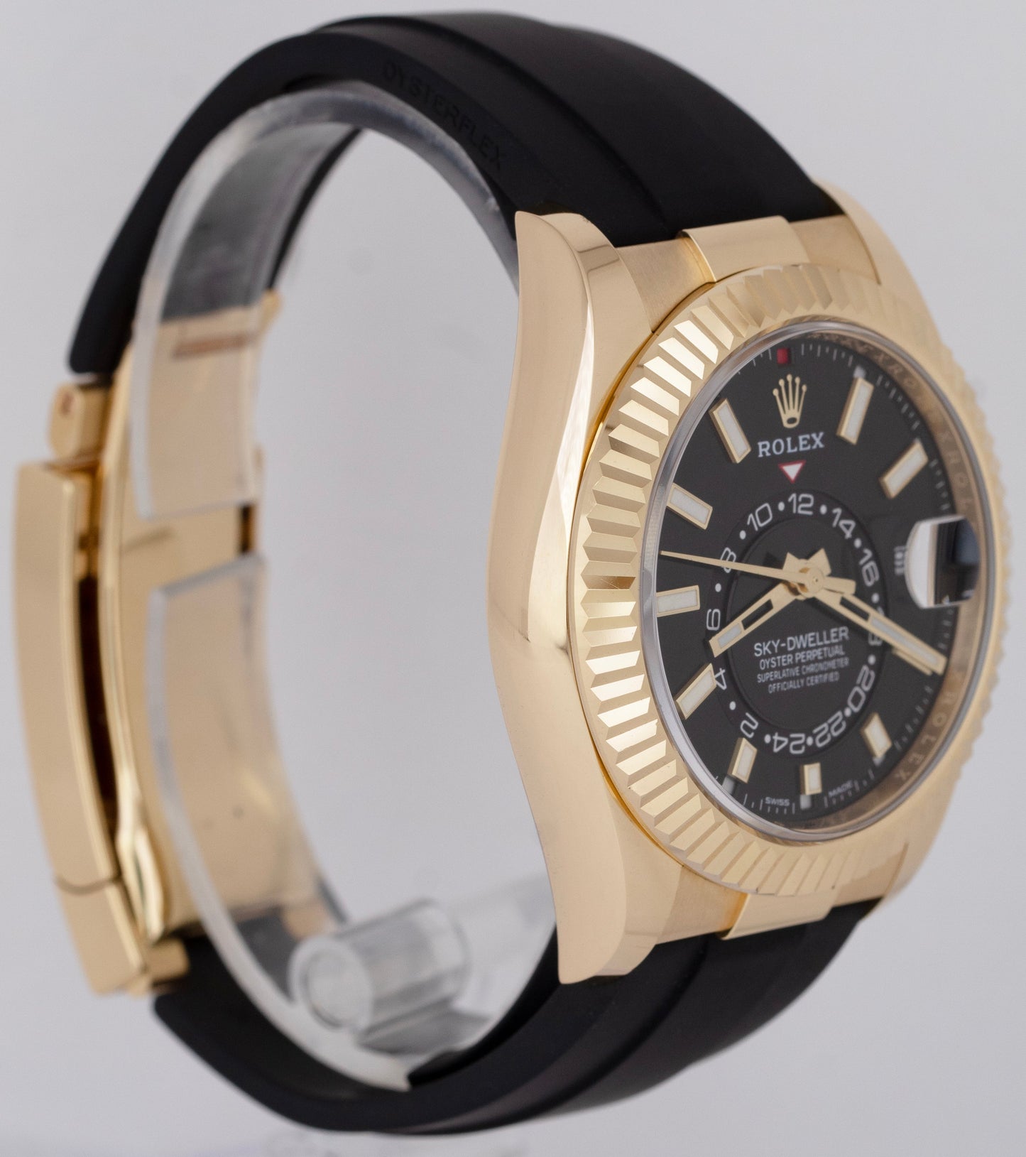 MINT PAPERS Rolex Sky-Dweller 18K Yellow Gold Black Oysterflex 42mm 326238 BOX
