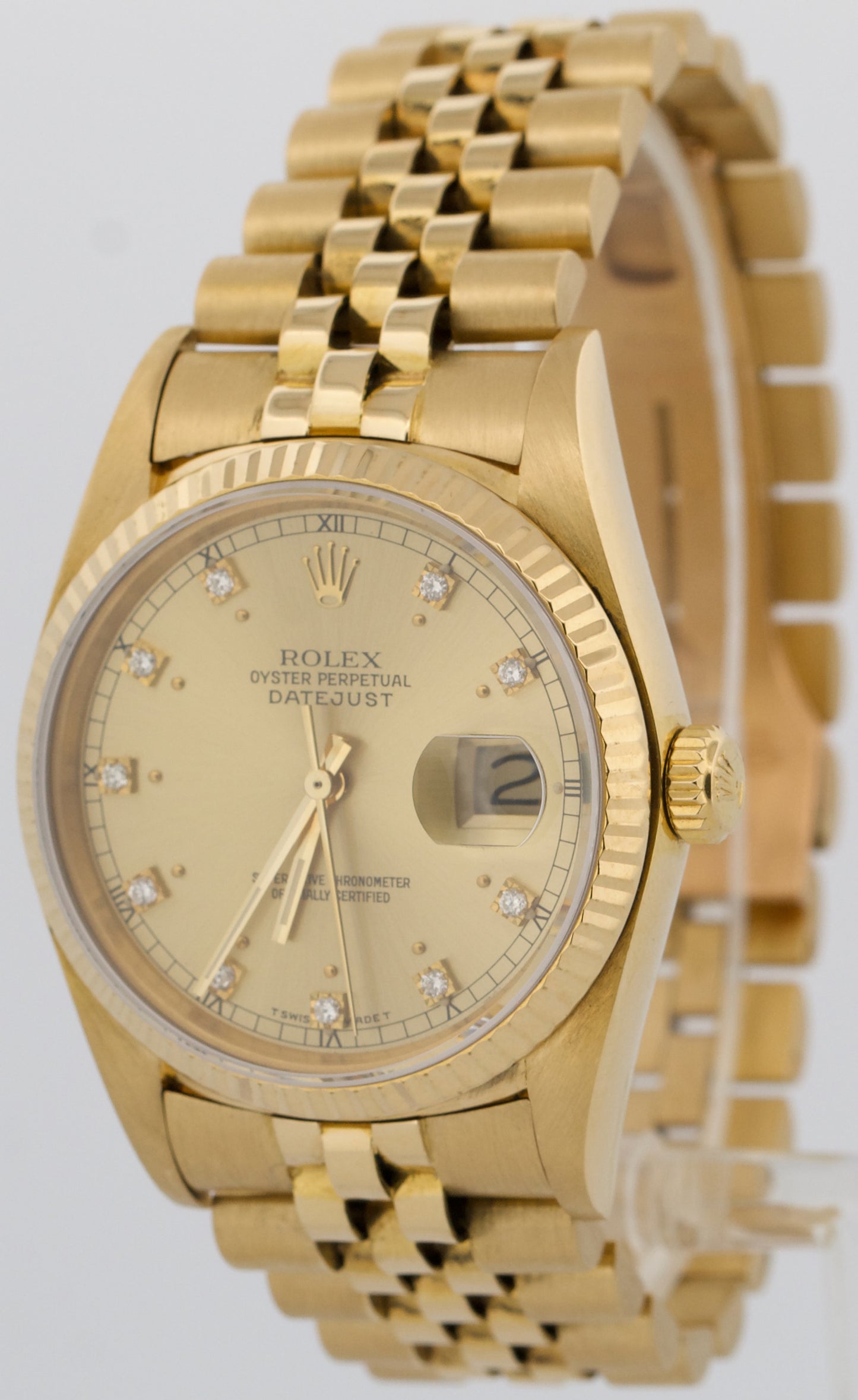 VINTAGE 1986 Rolex DateJust 36mm CHAMPAGNE DIAMOND 18K Yellow Gold JUBILEE 16018