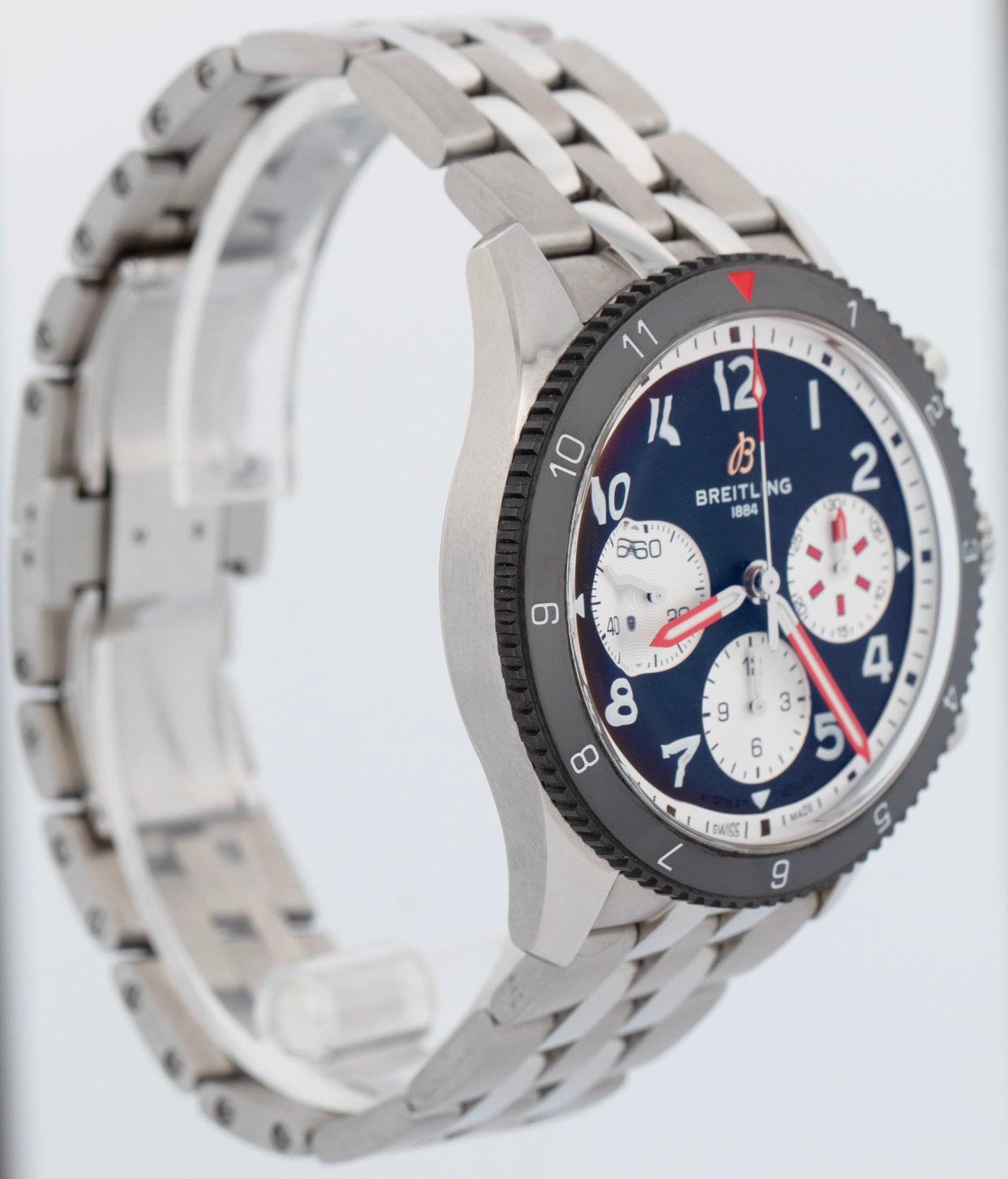 Breitling Classic AVI Chronograph 42mm Stainless Steel Black Watch Y23380 BOX