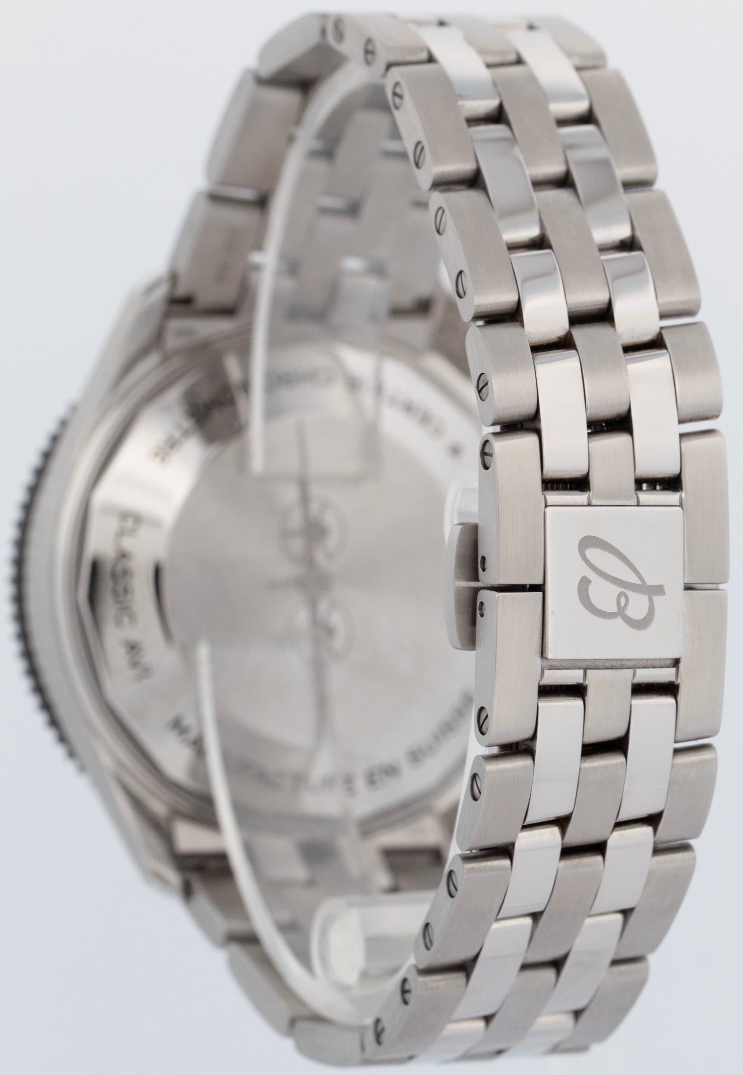 Breitling Classic AVI Chronograph 42mm Stainless Steel Black Watch Y23380 BOX