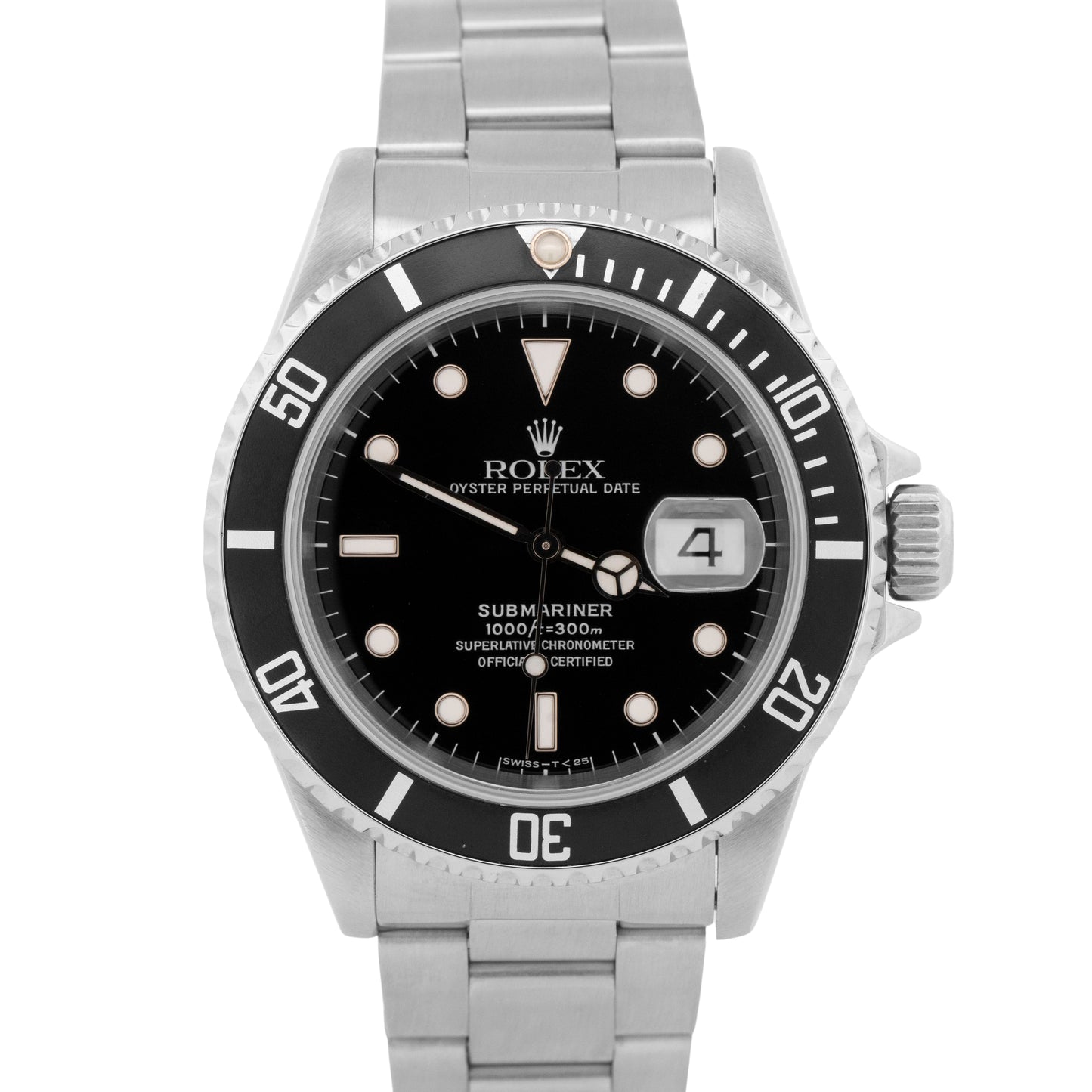 Rolex Submariner Date BLACK Stainless Steel 40mm Oyster Automatic 16610 Watch