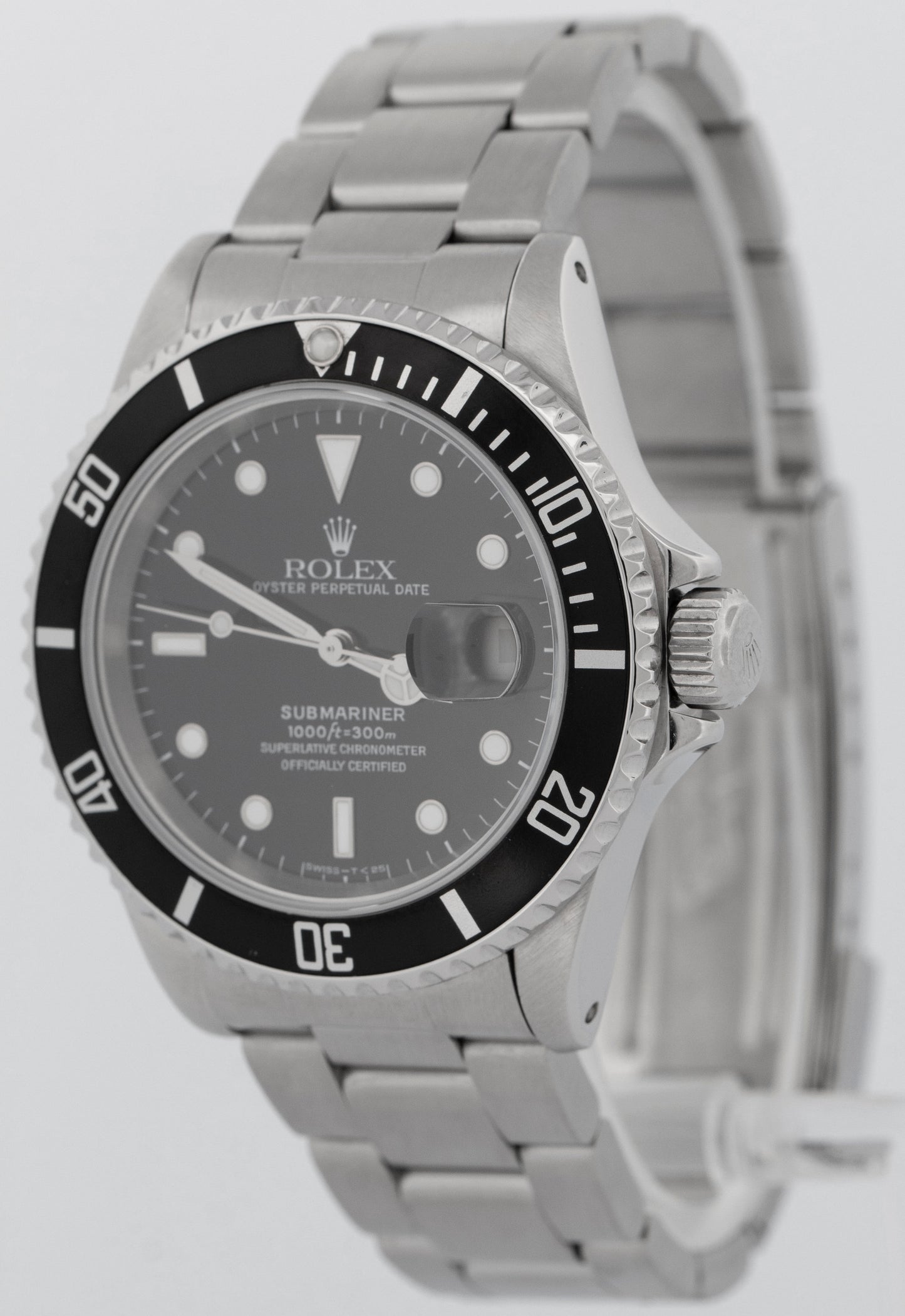 Rolex Submariner Date BLACK Stainless Steel 40mm Oyster Automatic 16610 Watch