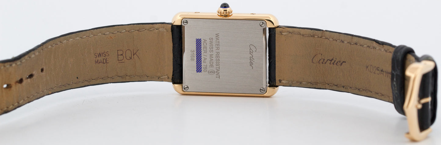 Cartier Lady Tank Solo 18K Gold SILVER WHITE Quartz 31mm x 24mm 3168 W5200002