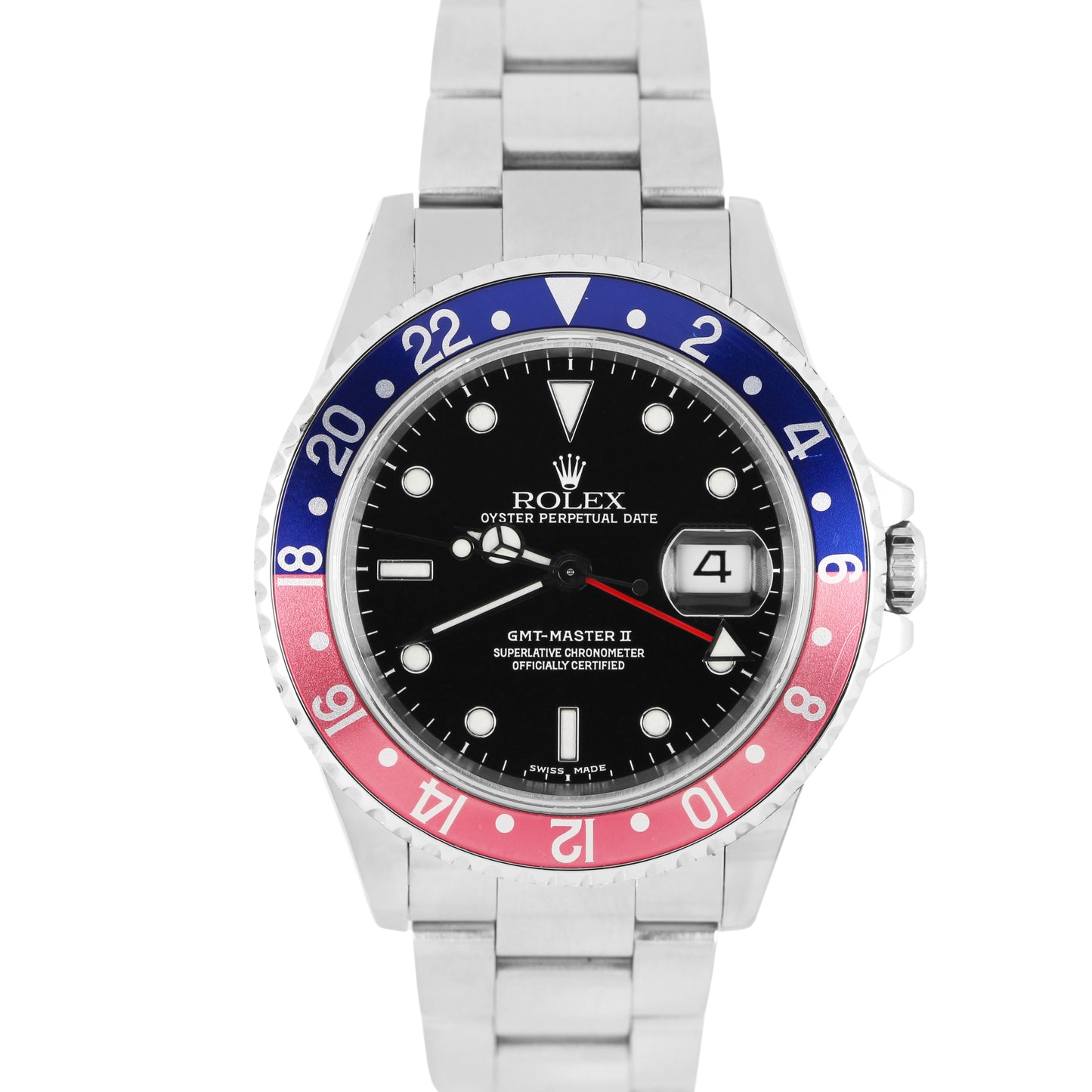 Rolex GMT-Master II PEPSI Blue Red Stainless Steel 40mm Black 16710 Watch