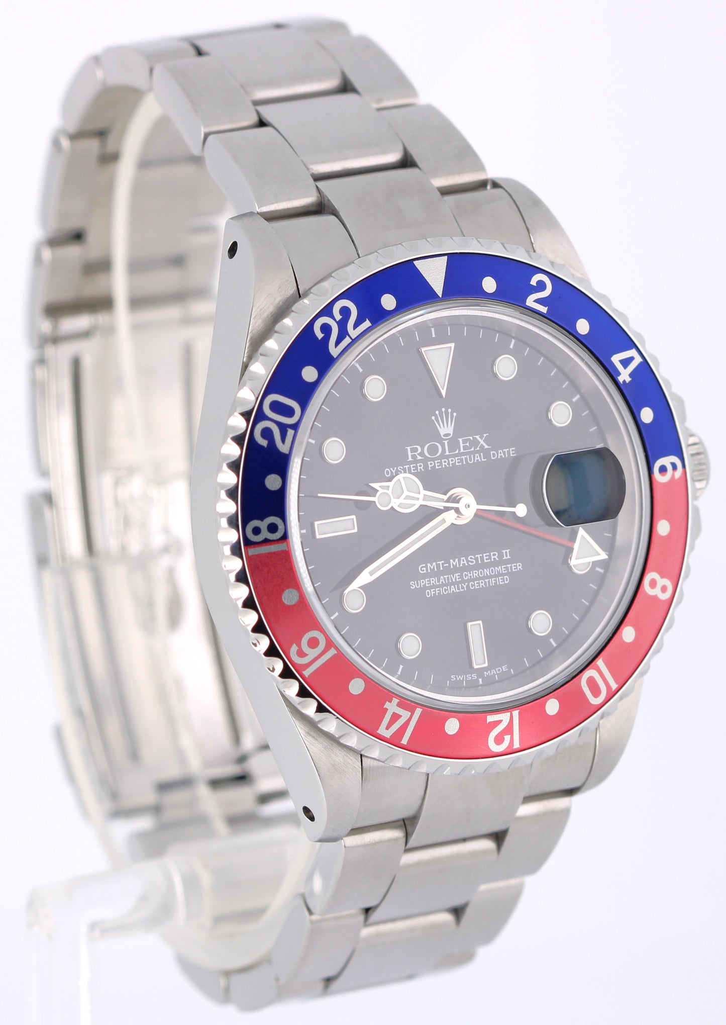 Rolex GMT-Master II PEPSI Blue Red Stainless Steel 40mm Black 16710 Watch