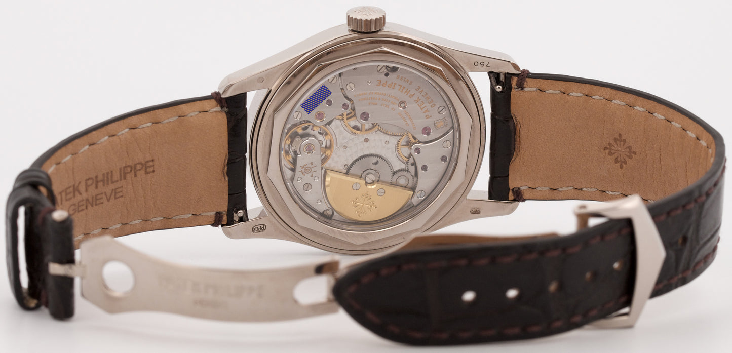 Patek Philippe Calatrava 18k White Gold RHODIUM Gray 37mm 6000G Leather Watch