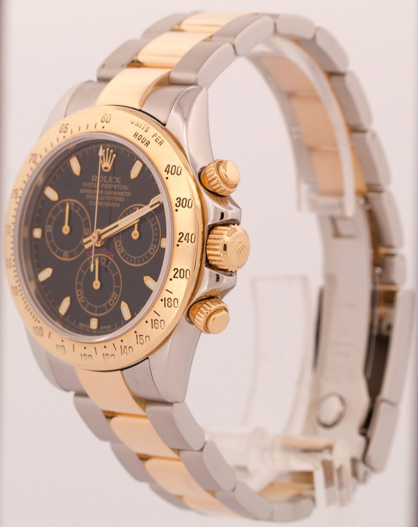 Rolex Daytona Cosmograph 40mm BLACK Two-Tone Steel 18K Yellow Gold Watch 116523