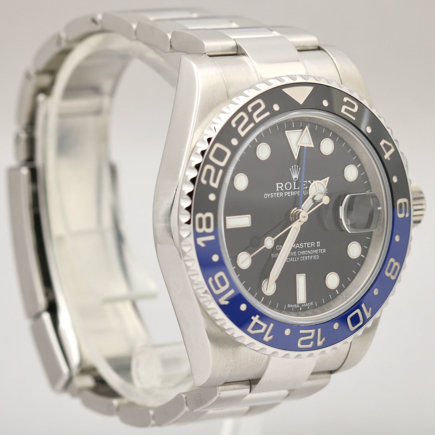 MINT Rolex GMT-Master II BATMAN Black Blue 40mm Stainless PAPERS 116710 BLNR B+P