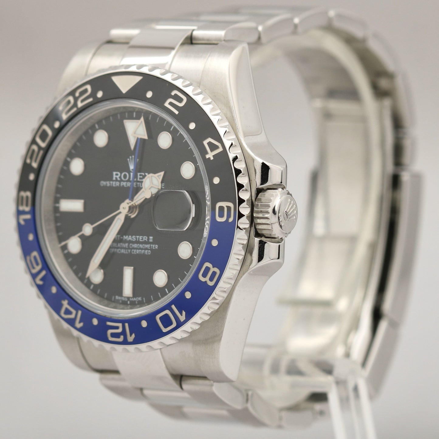 MINT Rolex GMT-Master II BATMAN Black Blue 40mm Stainless PAPERS 116710 BLNR B+P
