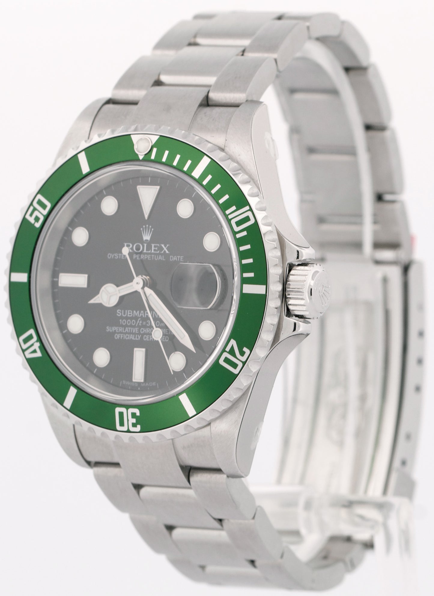 NOS STICKERED Rolex Submariner Date KERMIT Green Steel 40mm 16610 Watch BOX