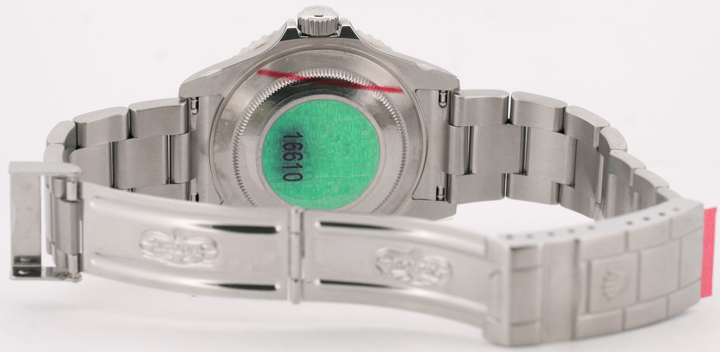 NOS STICKERED Rolex Submariner Date KERMIT Green Steel 40mm 16610 Watch BOX