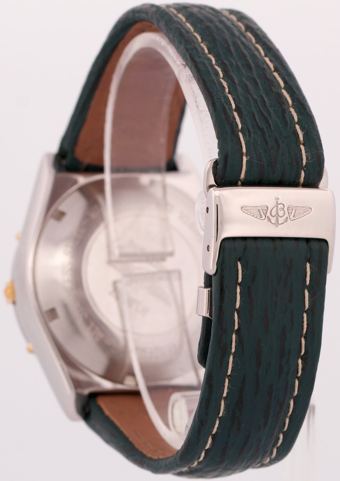 Breitling Chronomat Two-Tone 18k Gold Steel GREEN 39mm Leather Date B13047 Watch