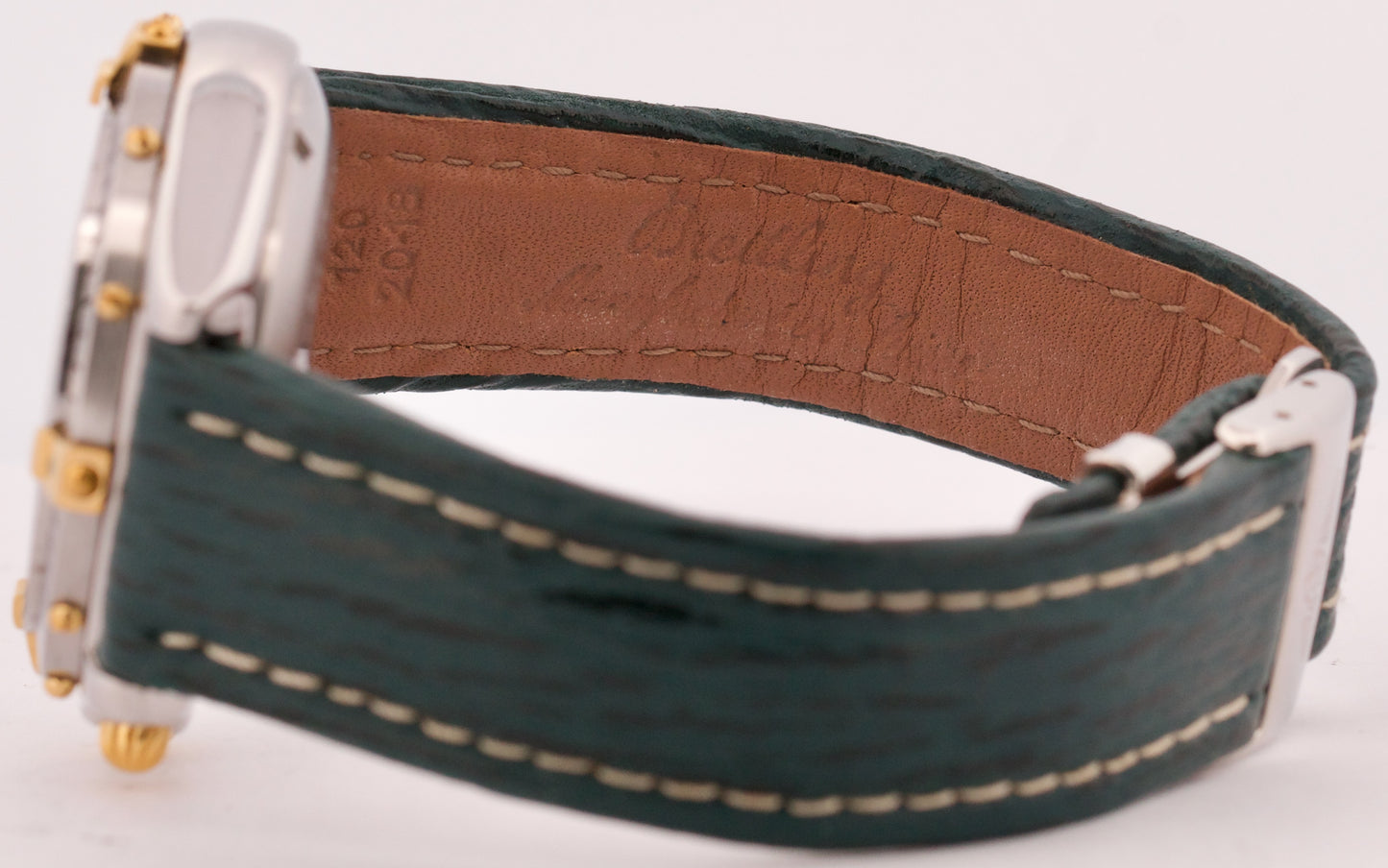 Breitling Chronomat Two-Tone 18k Gold Steel GREEN 39mm Leather Date B13047 Watch