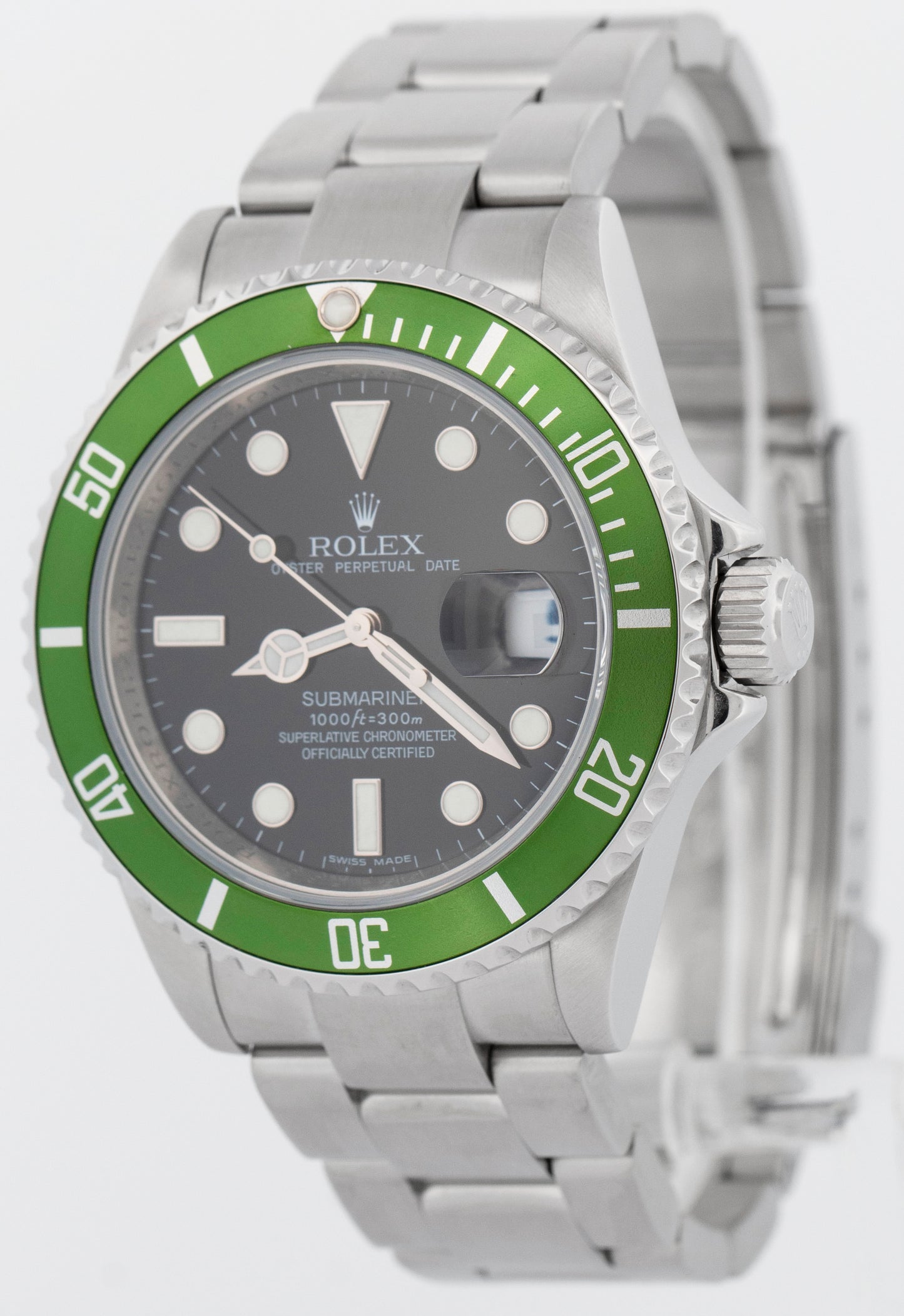 MINT 2009 PAPERS Rolex Submariner Date 40mm KERMIT Green Stainless 16610 LV BOX