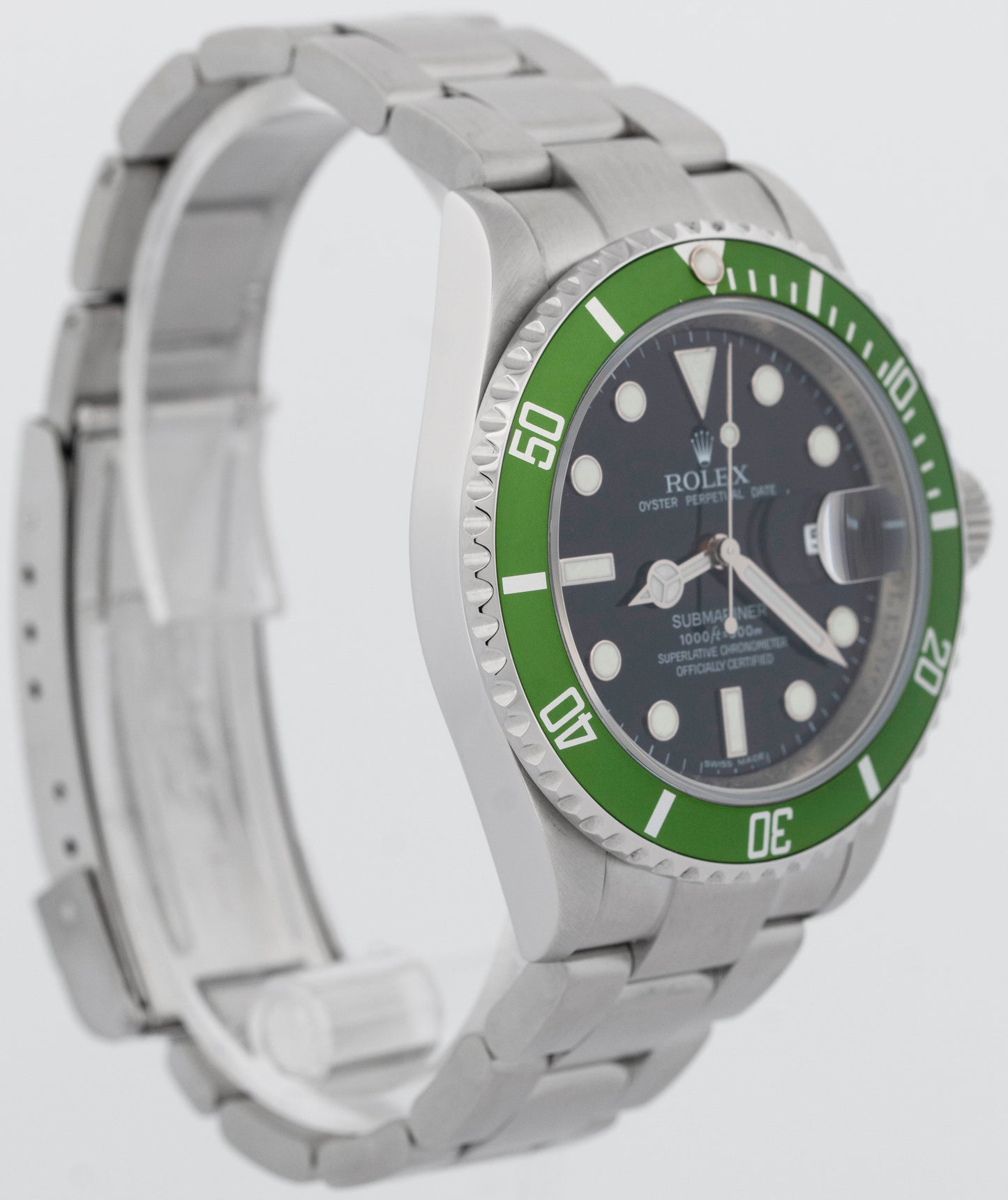 MINT 2009 PAPERS Rolex Submariner Date 40mm KERMIT Green Stainless 16610 LV BOX