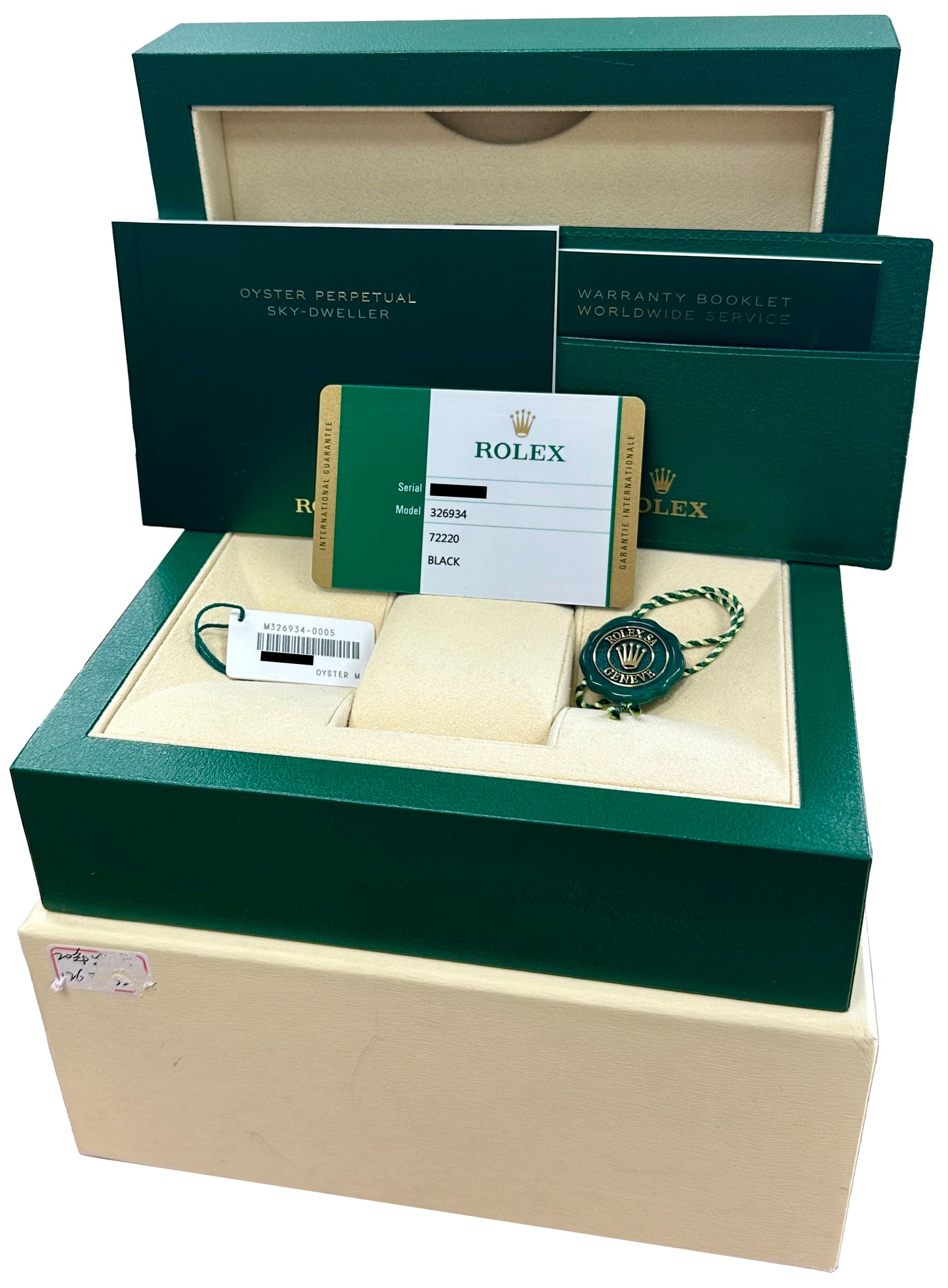 PAPERS Rolex Sky-Dweller 326934 Black 42mm OYSTER Steel 18K Gold Watch BOX
