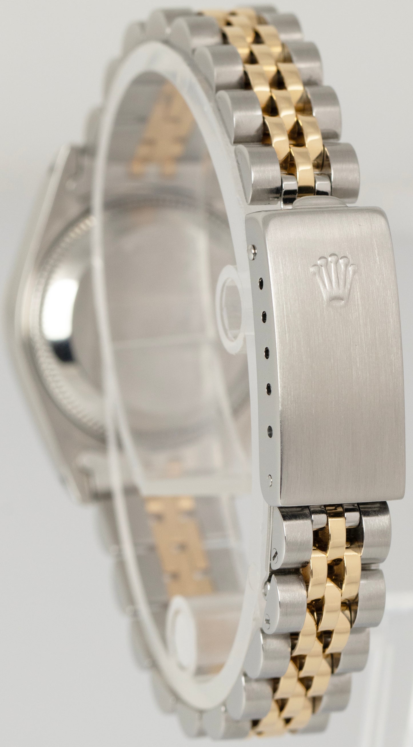 Ladies Rolex DateJust Black Two-Tone 18K Yellow Gold Steel 26mm Watch 69173 BOX