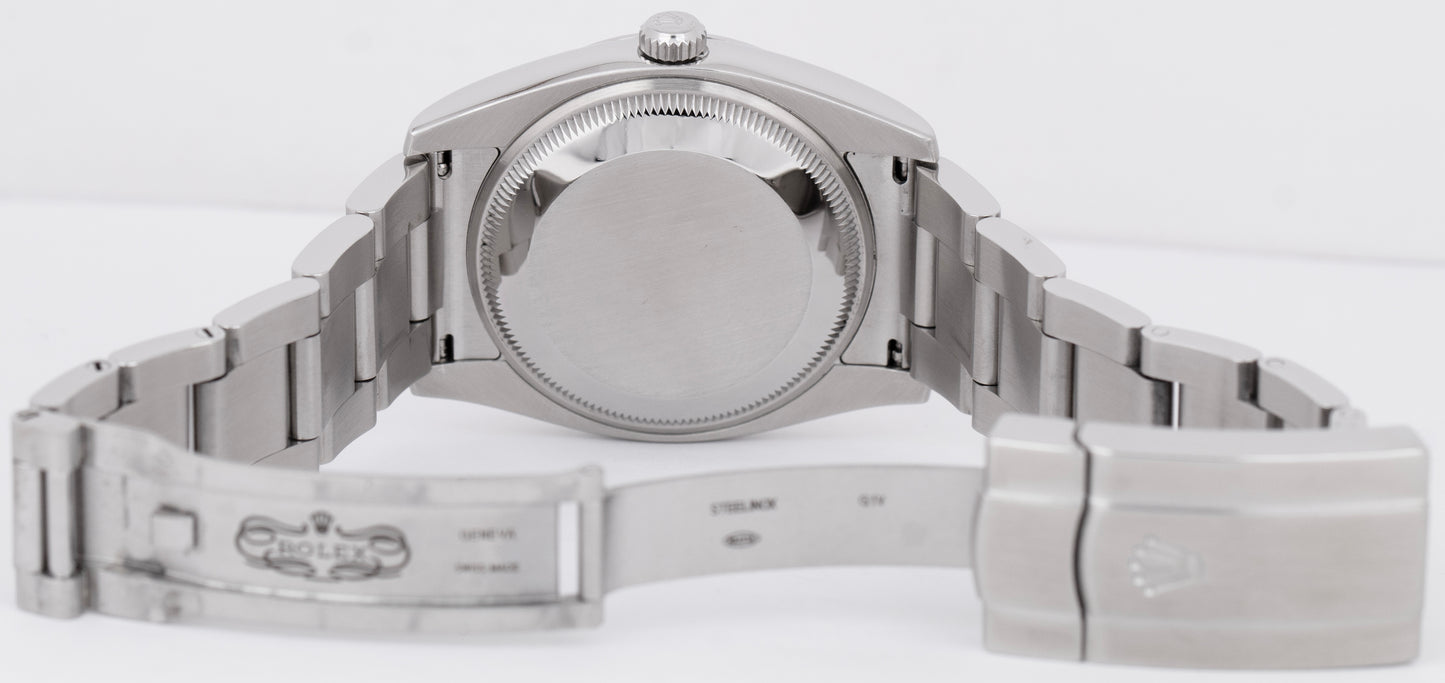 MINT Rolex Oyster Perpetual Air-King Silver Blue Stainless 34mm Watch 114200