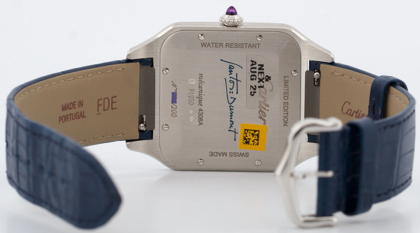 NEW 2024 PAPERS Cartier Santos Dumont 33.9mm PLATINUM ARABIC 4306A WGSA0086 BOX